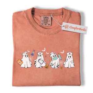 Ghost Nurse Shirt, Cute Halloween Healthcare Worker T-Shirt, Funny Medical Staff Spooky Graphic Tee, Fall Gift for Nurses, RN Comfort Colors Shirt (Copy)