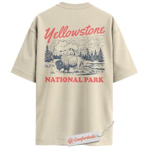 Yellowstone National Park Back Print Shirt, Vintage Bison Shirt, Retro Wildlife Nature Shirt, American Outdoor Adventure Comfort Colors Shirt