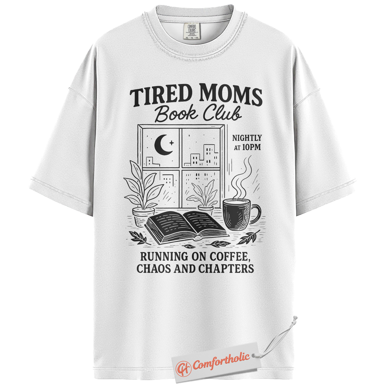 Tired Moms Book Club Shirt, Funny Coffee and Chaos Shirt, Night Owl Reading Mom Shirt, Book Lover Gift for Mothers, Comfort Colors Shirt - Image 20