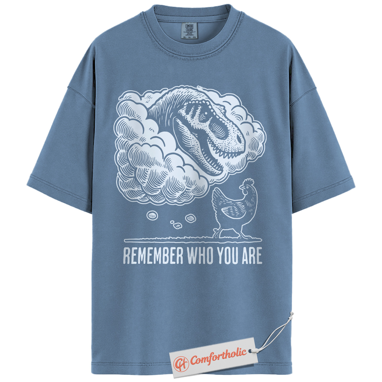 Remember Who You Are Shirt, Funny Dinosaur Chicken T-Shirt, Prehistoric Animal Graphic Tee, Jurassic Humor Comfort Colors Shirt - Image 20