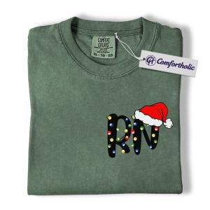 Alternative view of Registered Nurse Christmas Shirt, RN Holiday T-Shirt, Santa Hat Medical Worker Tee, Festive Gift for Nurses, Christmas Comfort Colors Shirt