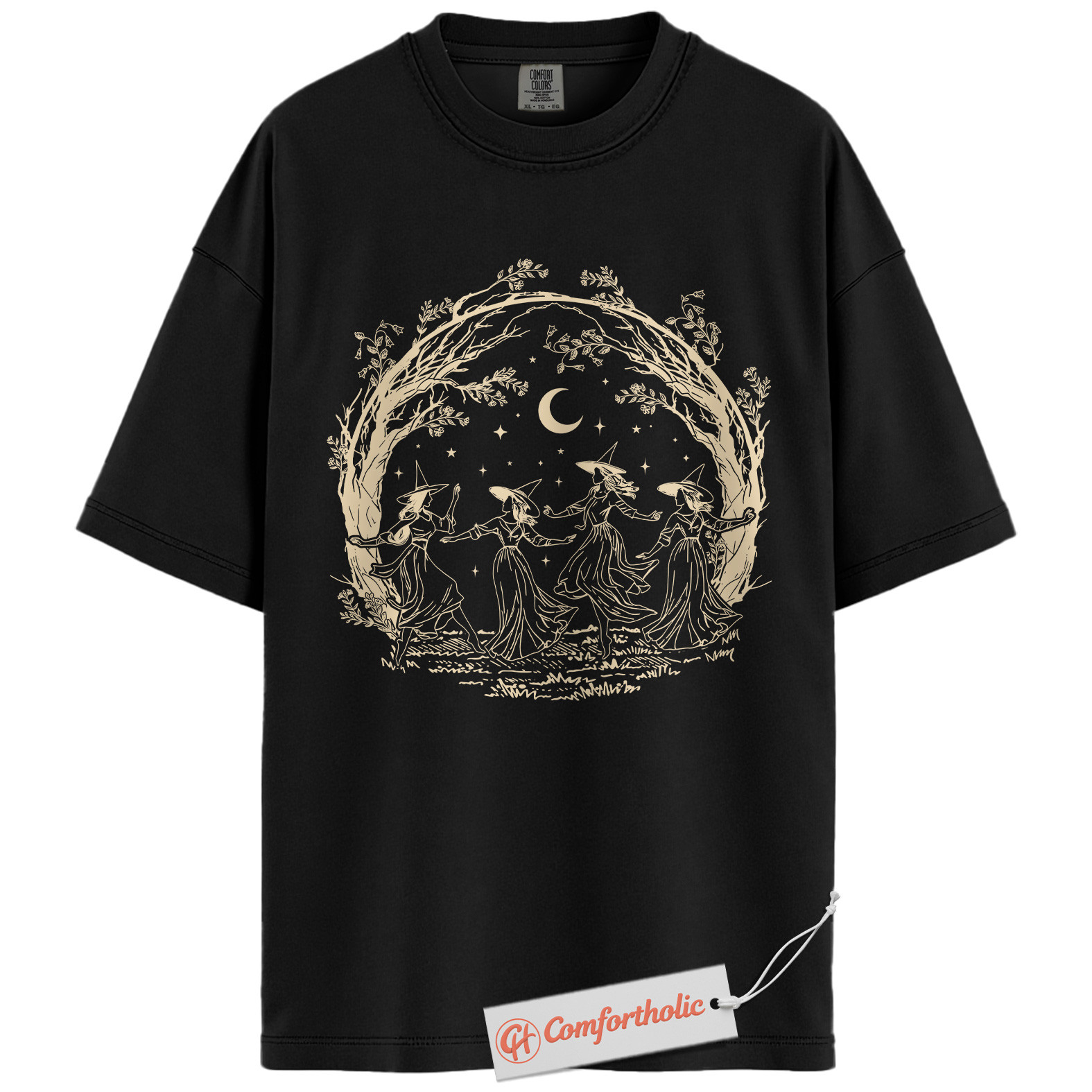 Witch Dance Halloween Shirt, Dancing Witches Graphic Tee, Spooky Season Witchcore T-Shirt, Fall Comfort Colors Shirt - Image 3