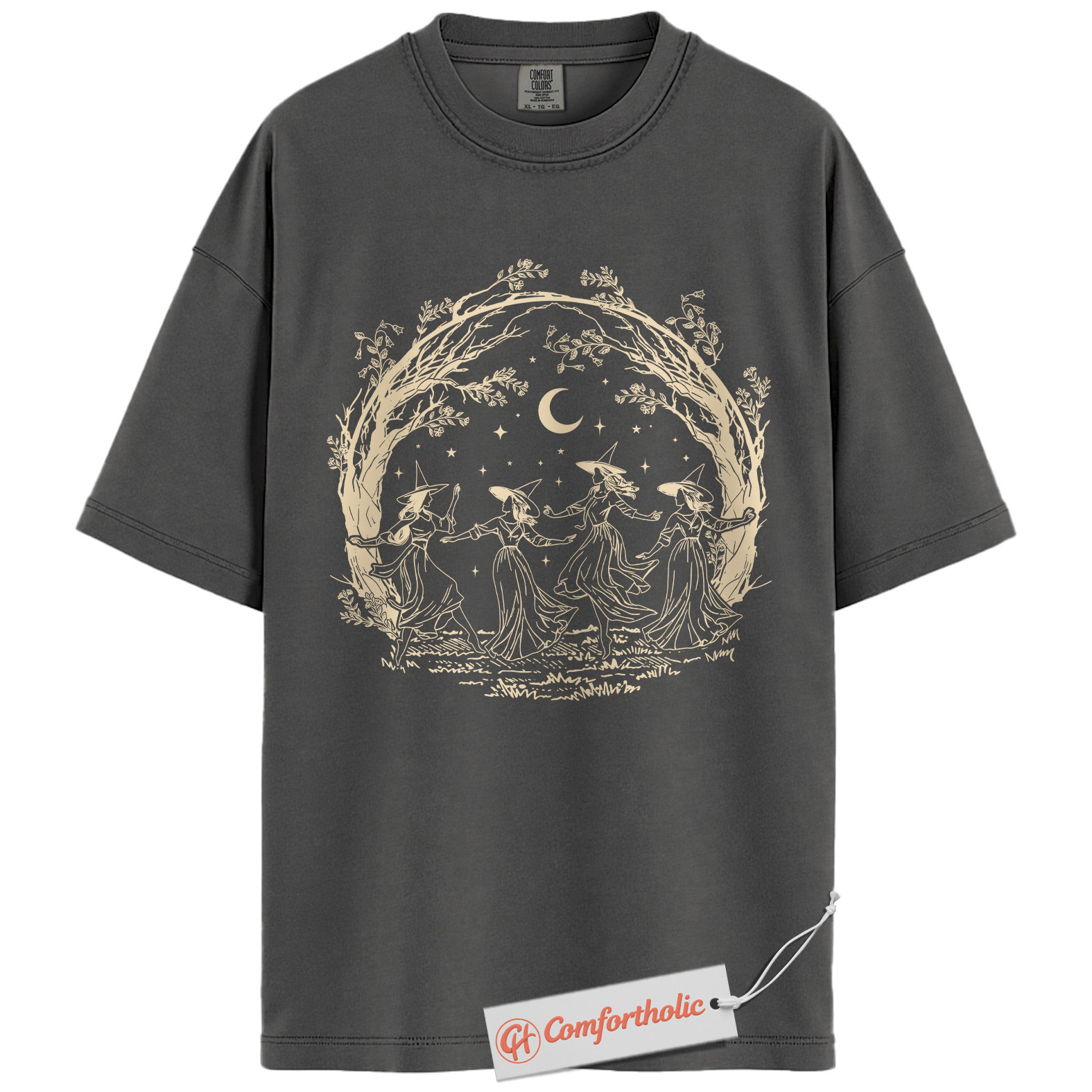 Witch Dance Halloween Shirt, Dancing Witches Graphic Tee, Spooky Season Witchcore T-Shirt, Fall Comfort Colors Shirt - Image 4