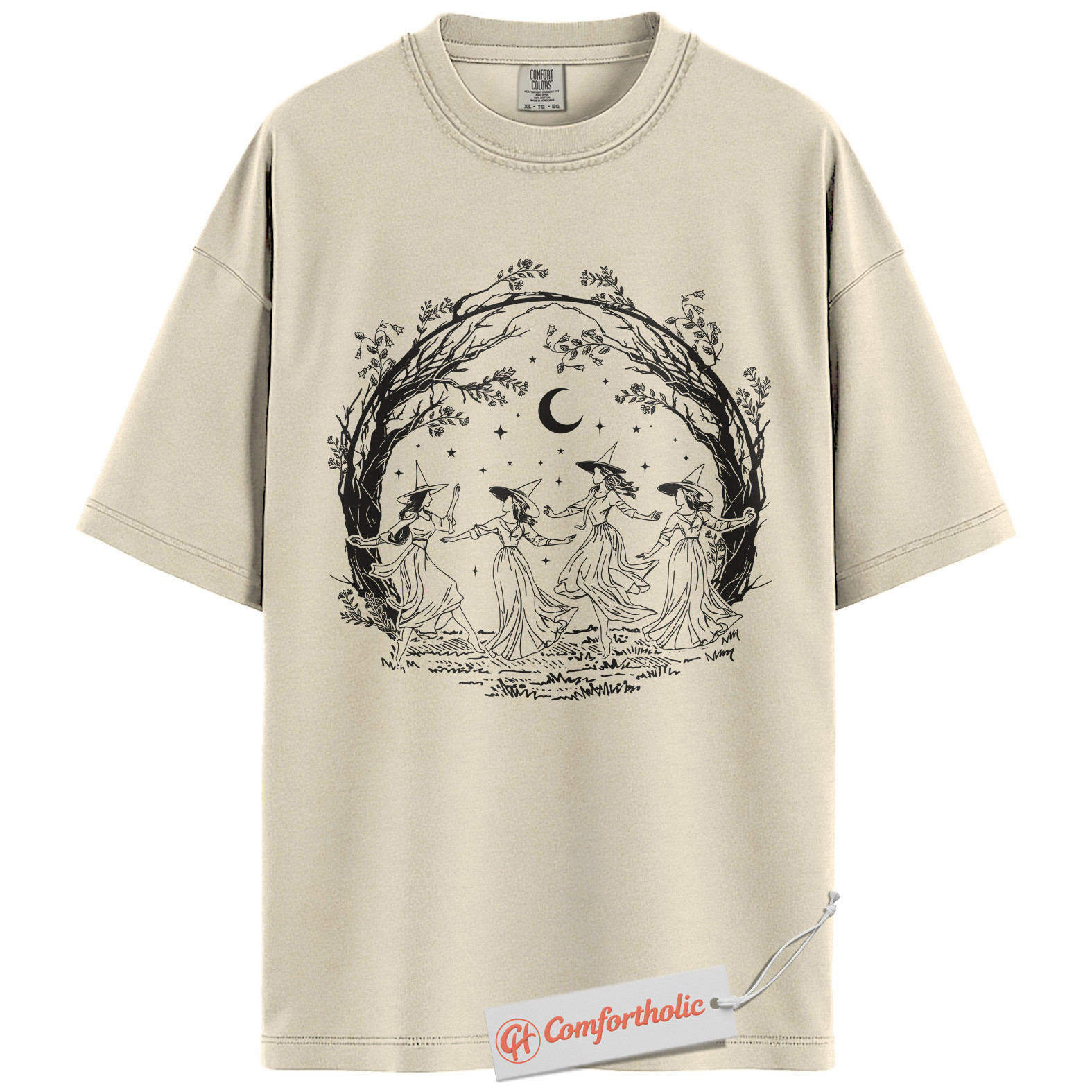 Witch Dance Halloween Shirt, Dancing Witches Graphic Tee, Spooky Season Witchcore T-Shirt, Fall Comfort Colors Shirt - Image 5