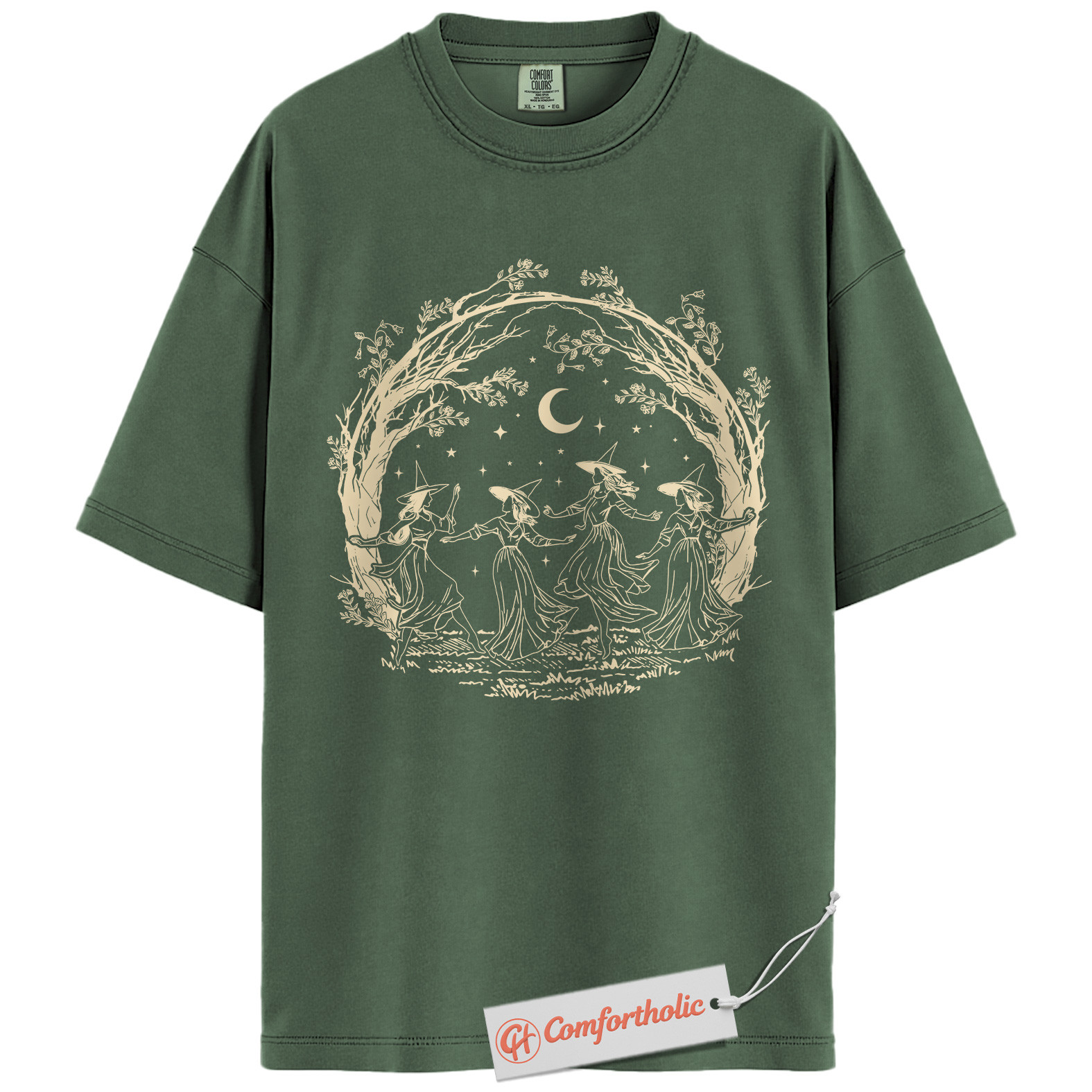Witch Dance Halloween Shirt, Dancing Witches Graphic Tee, Spooky Season Witchcore T-Shirt, Fall Comfort Colors Shirt - Image 6
