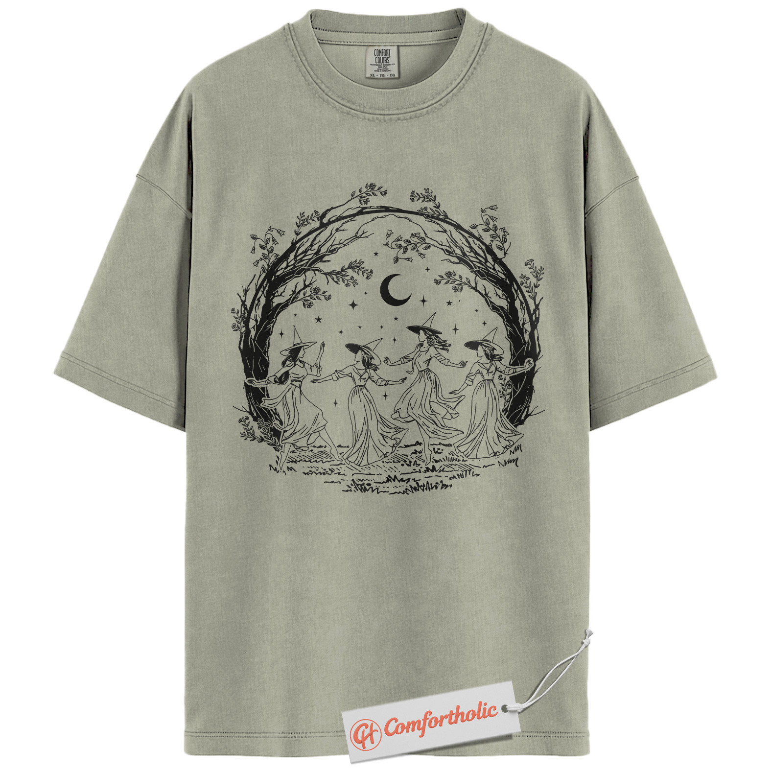 Witch Dance Halloween Shirt, Dancing Witches Graphic Tee, Spooky Season Witchcore T-Shirt, Fall Comfort Colors Shirt - Image 7
