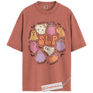 SLP Halloween Ghost Shirt, Speech Language Pathologist Graphic Tee, Speech Therapist Spooky Season T-Shirt, Fall Comfort Colors Shirt