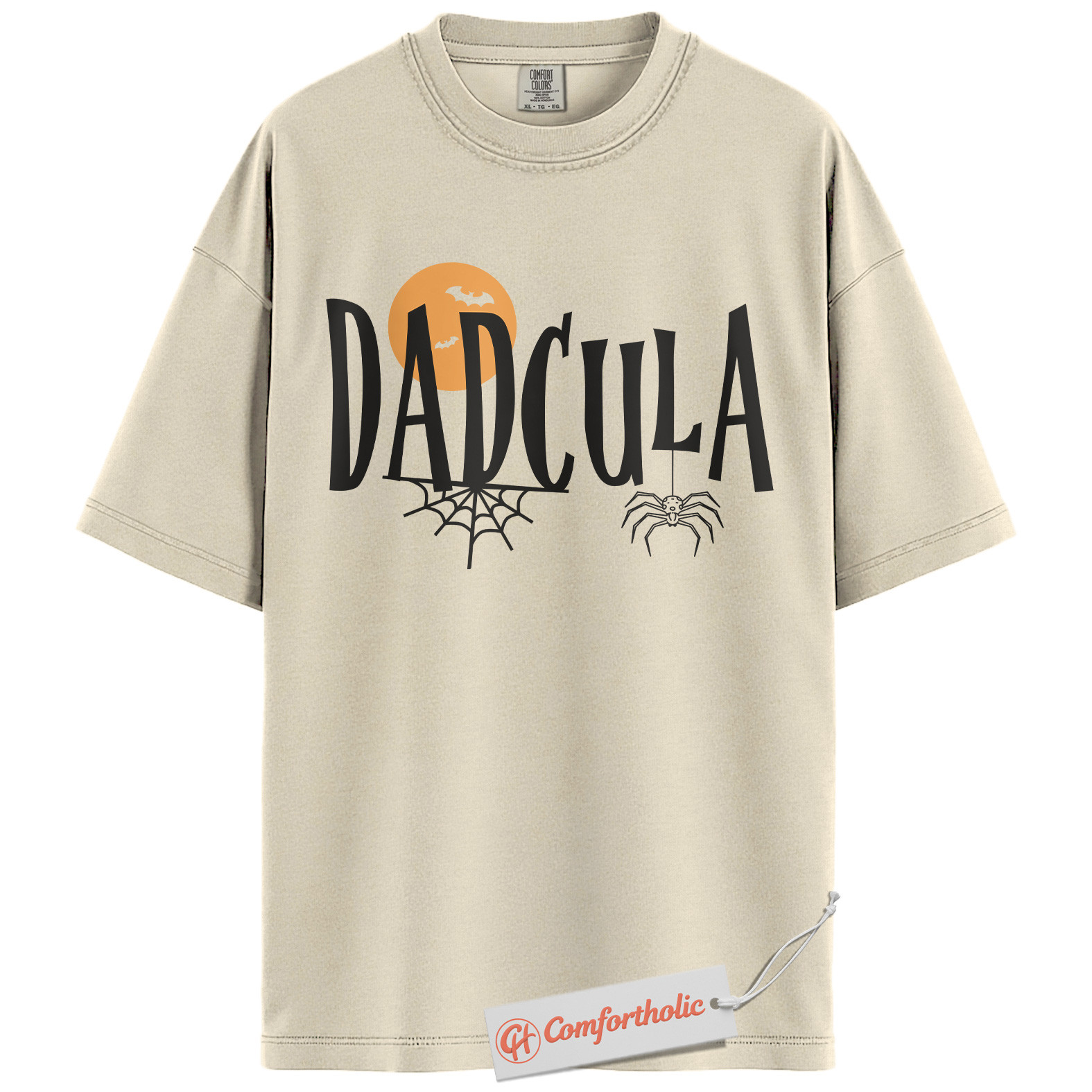 Dadcula Shirt, Halloween Pun Dad Graphic Tee, Spooky Season Dad Comfort Colors T-Shirt - Image 4