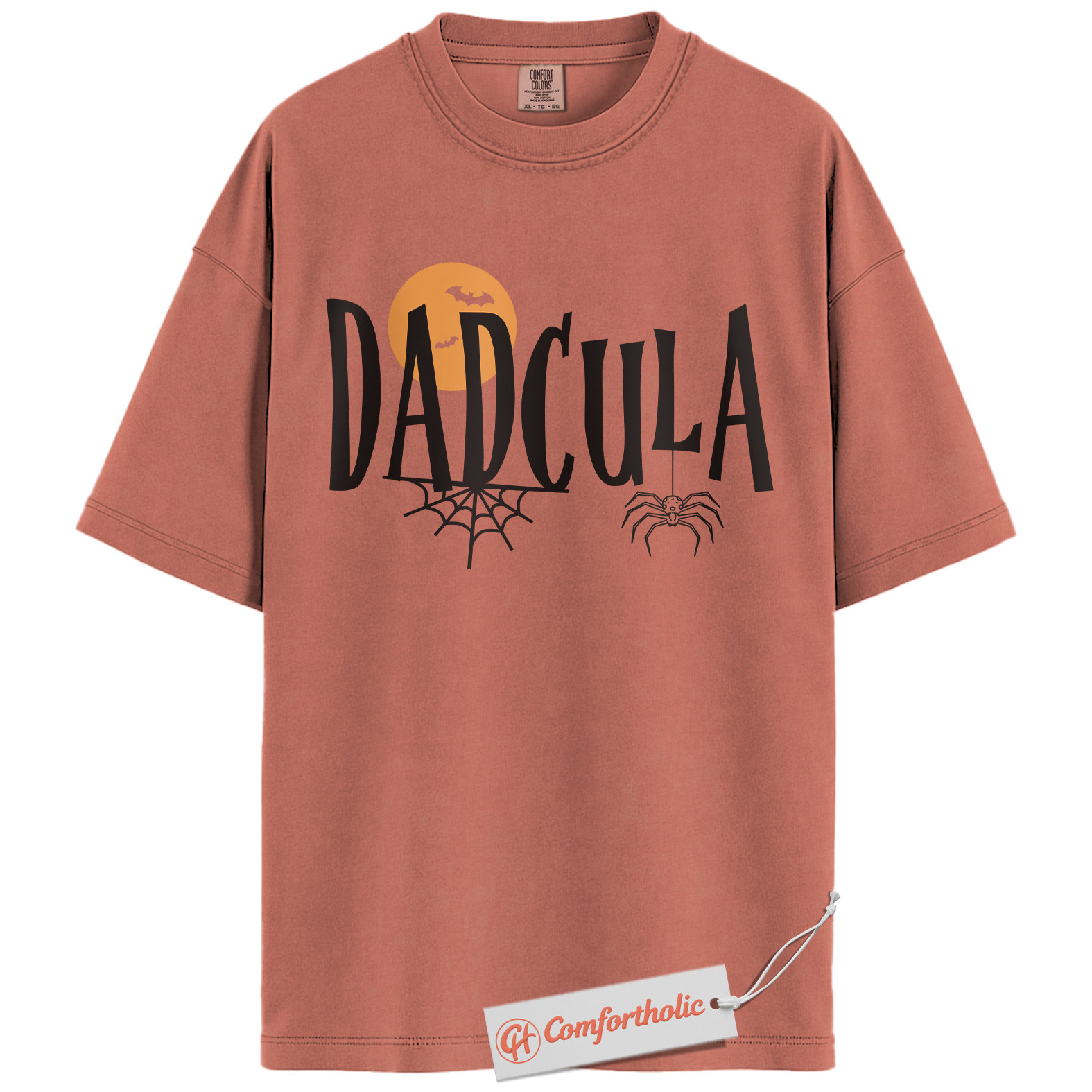 Dadcula Shirt, Halloween Pun Dad Graphic Tee, Spooky Season Dad Comfort Colors T-Shirt - Image 7