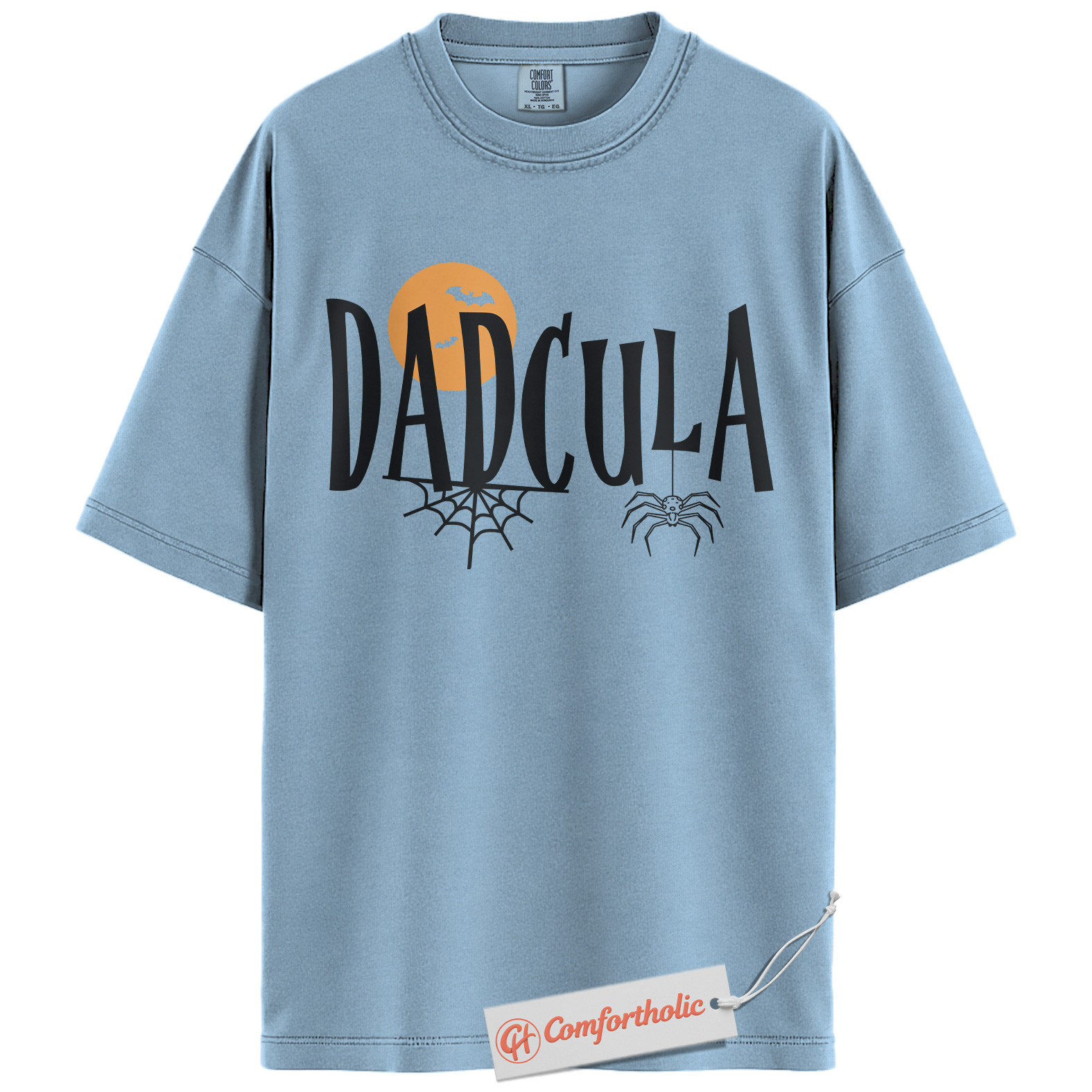 Dadcula Shirt, Halloween Pun Dad Graphic Tee, Spooky Season Dad Comfort Colors T-Shirt - Image 14