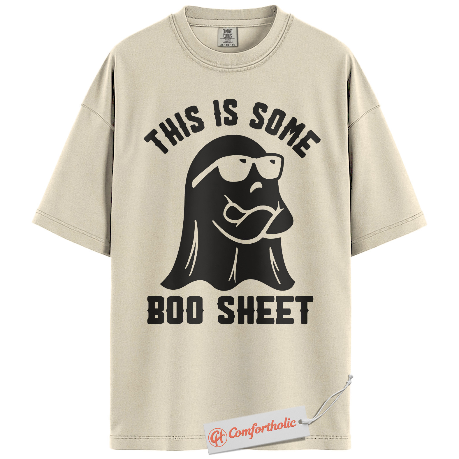 Boo Sheet Shirt, Funny Halloween Ghost Pun T-Shirt, Spooky Season Graphic Tee, Halloween Comfort Colors Shirt - Image 4