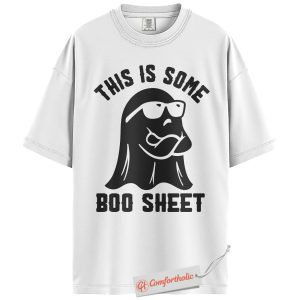 Alternative view of Boo Sheet Shirt, Funny Halloween Ghost Pun T-Shirt, Spooky Season Graphic Tee, Halloween Comfort Colors Shirt