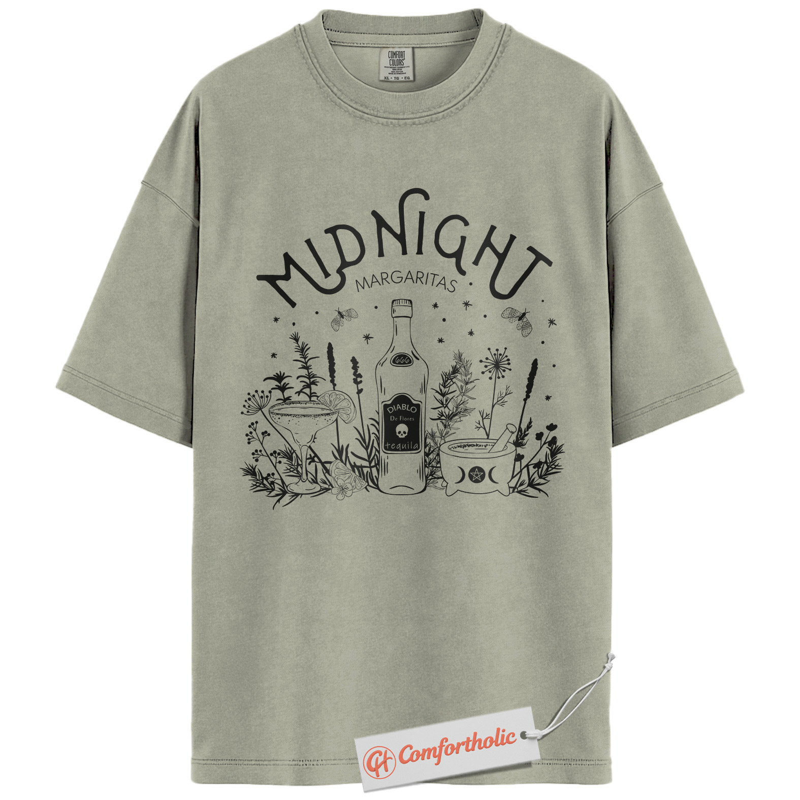 Midnight Margaritas Shirt, Halloween Cocktail Graphic Tee, Spooky Season T-Shirt, Halloween Comfort Colors Shirt - Image 8