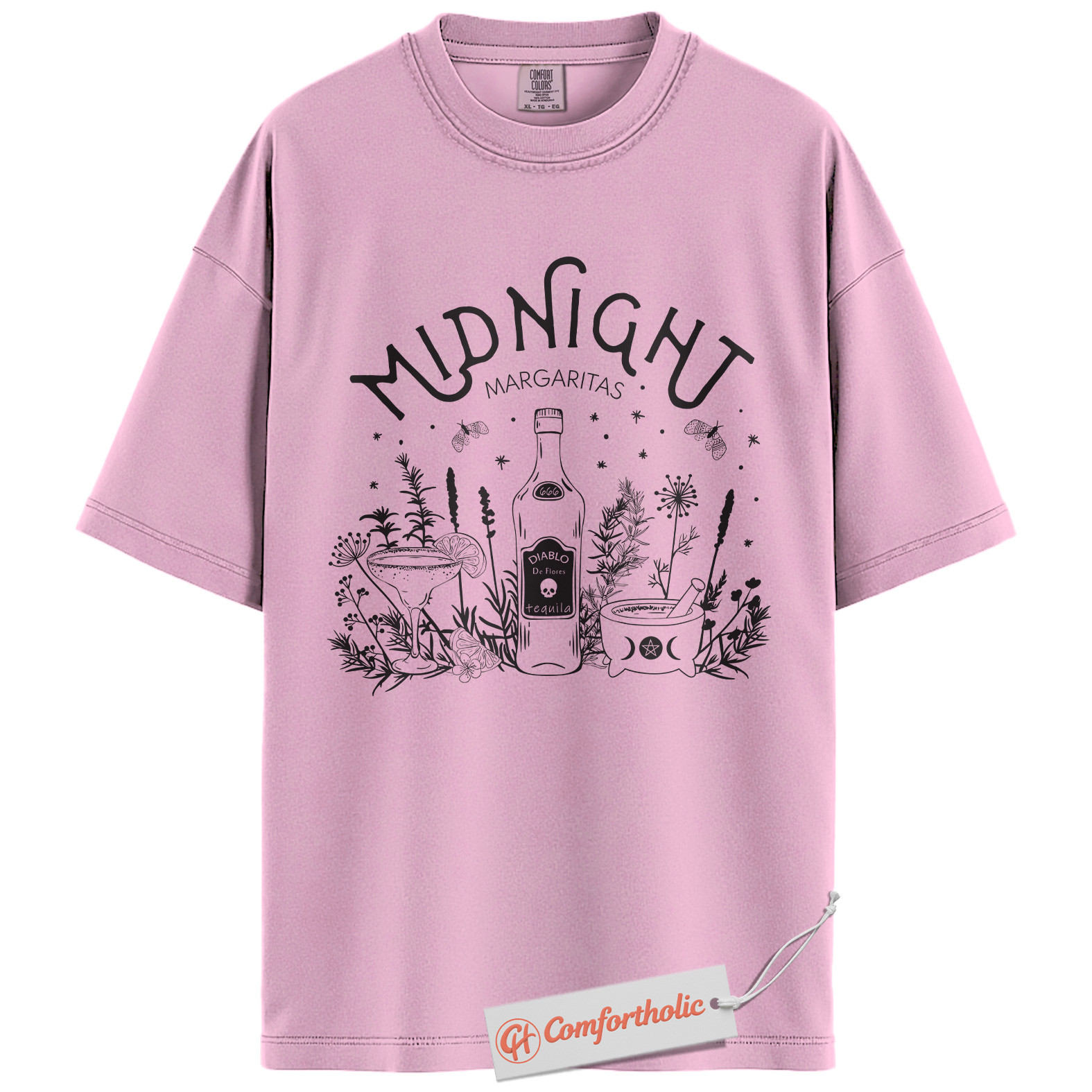 Midnight Margaritas Shirt, Halloween Cocktail Graphic Tee, Spooky Season T-Shirt, Halloween Comfort Colors Shirt - Image 9