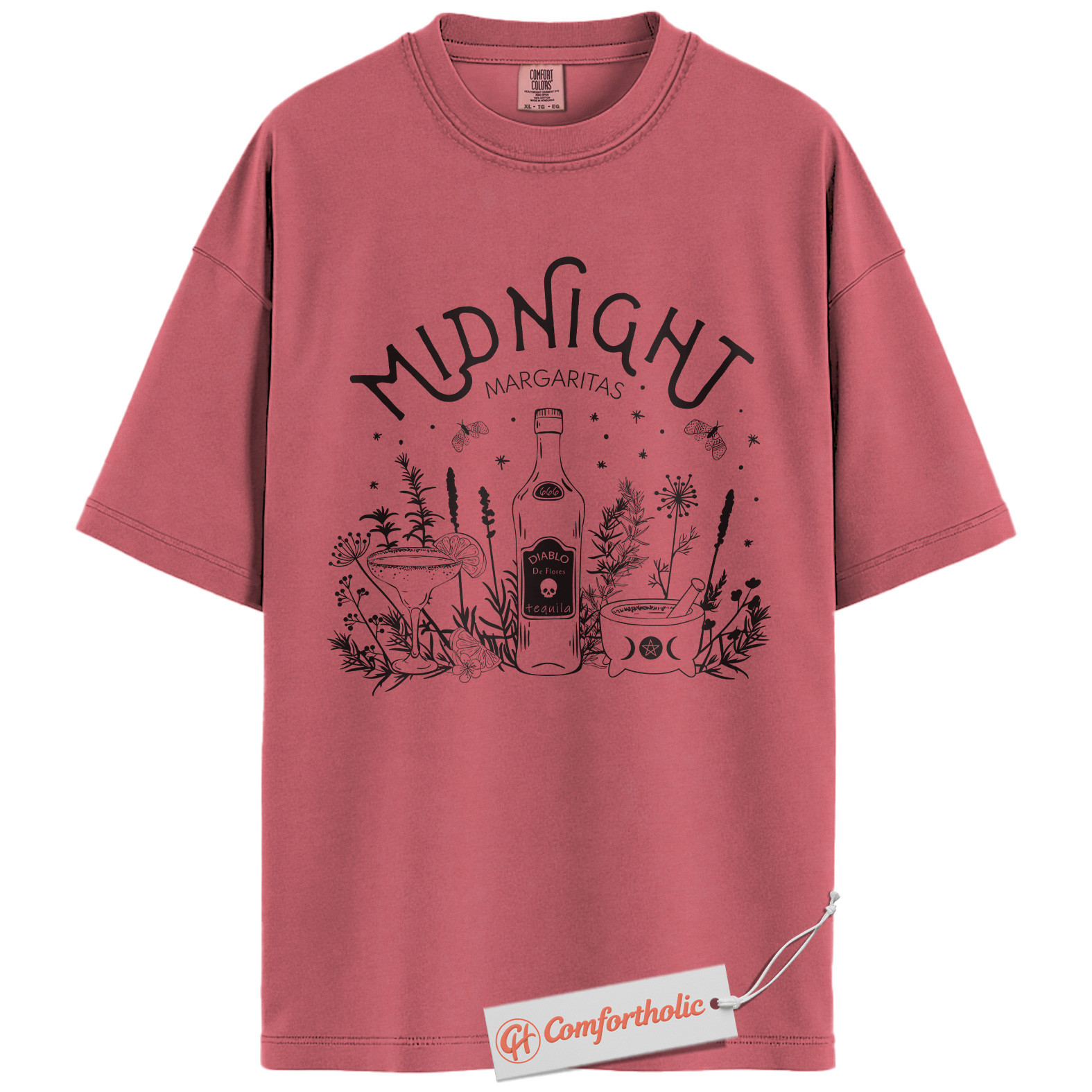 Midnight Margaritas Shirt, Halloween Cocktail Graphic Tee, Spooky Season T-Shirt, Halloween Comfort Colors Shirt - Image 10