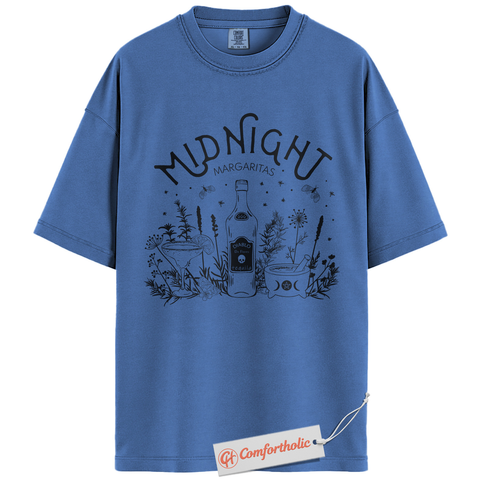 Midnight Margaritas Shirt, Halloween Cocktail Graphic Tee, Spooky Season T-Shirt, Halloween Comfort Colors Shirt - Image 13