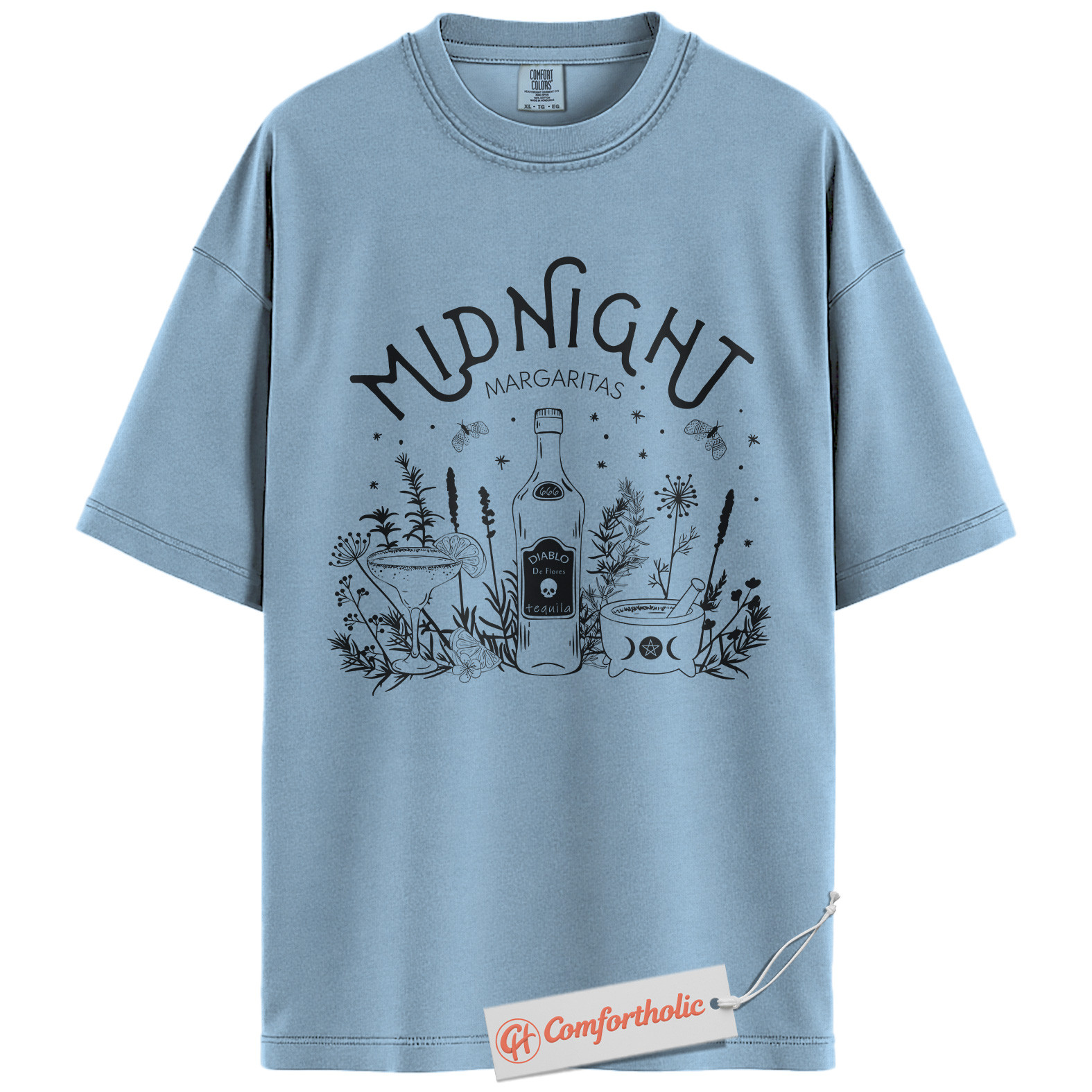 Midnight Margaritas Shirt, Halloween Cocktail Graphic Tee, Spooky Season T-Shirt, Halloween Comfort Colors Shirt - Image 15