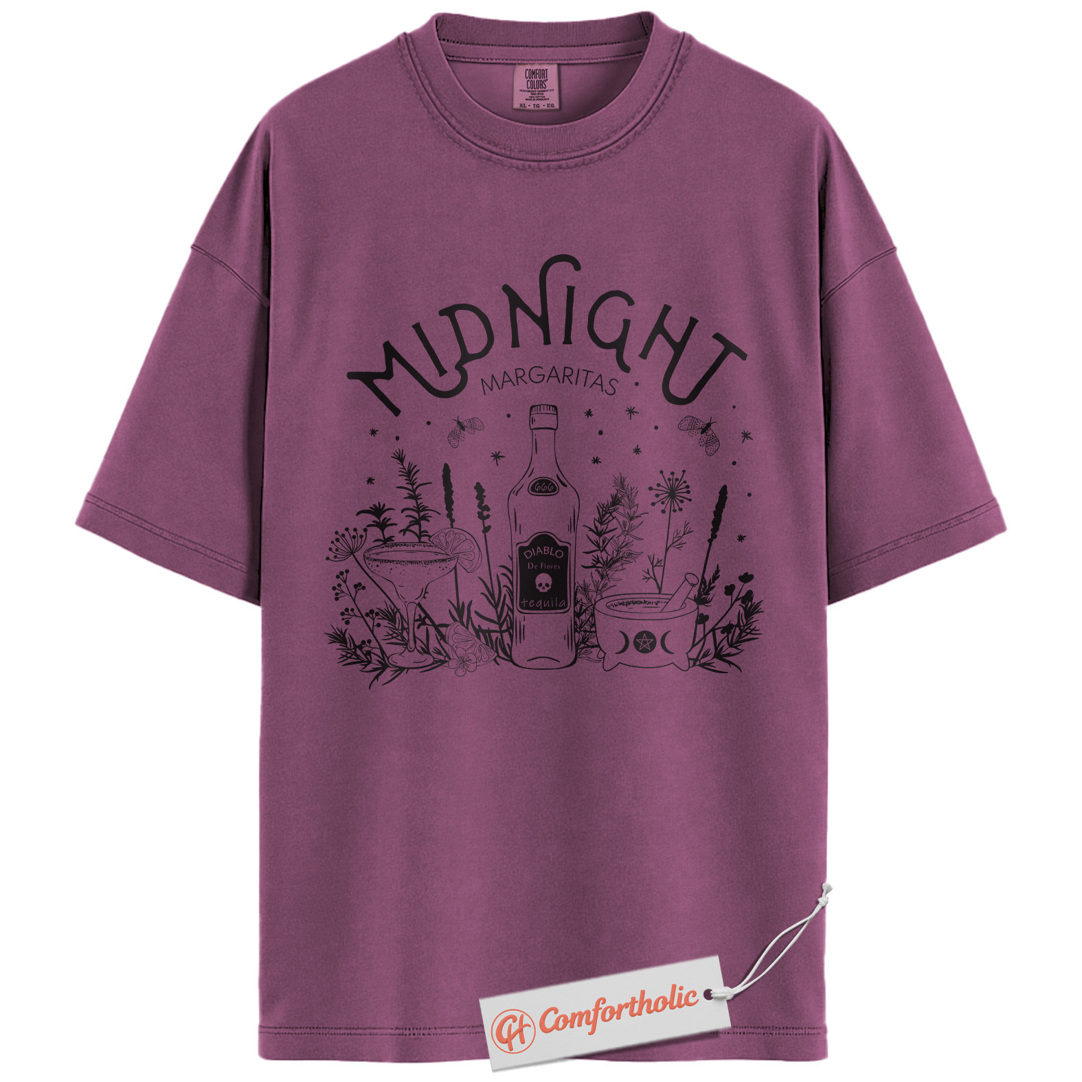 Midnight Margaritas Shirt, Halloween Cocktail Graphic Tee, Spooky Season T-Shirt, Halloween Comfort Colors Shirt - Image 16