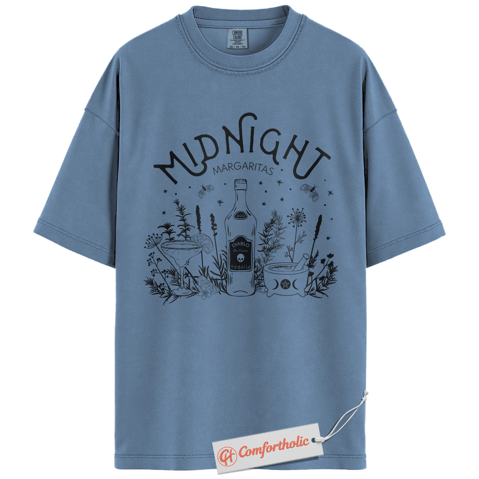 Midnight Margaritas Shirt, Halloween Cocktail Graphic Tee, Spooky Season T-Shirt, Halloween Comfort Colors Shirt - Image 18