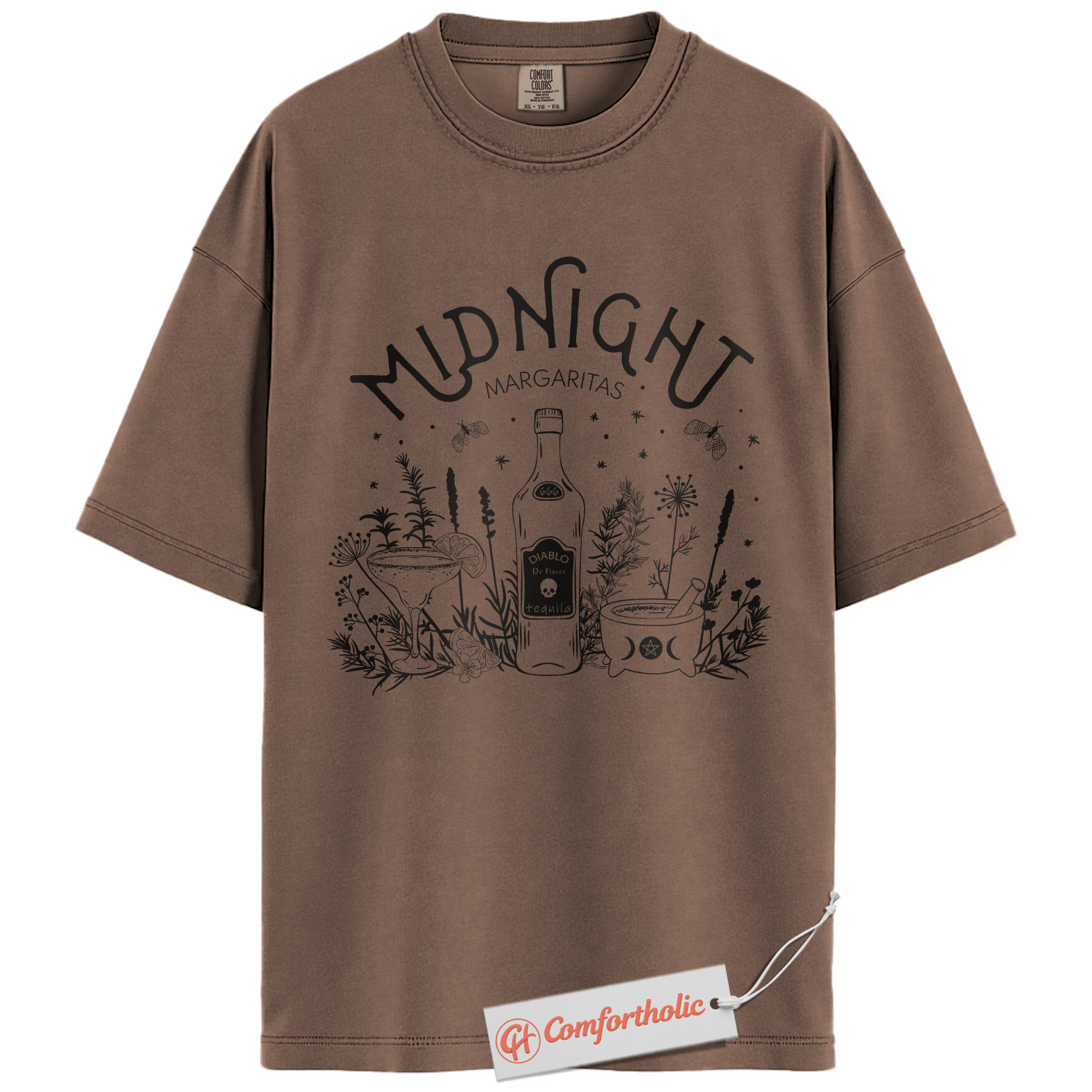 Midnight Margaritas Shirt, Halloween Cocktail Graphic Tee, Spooky Season T-Shirt, Halloween Comfort Colors Shirt - Image 2