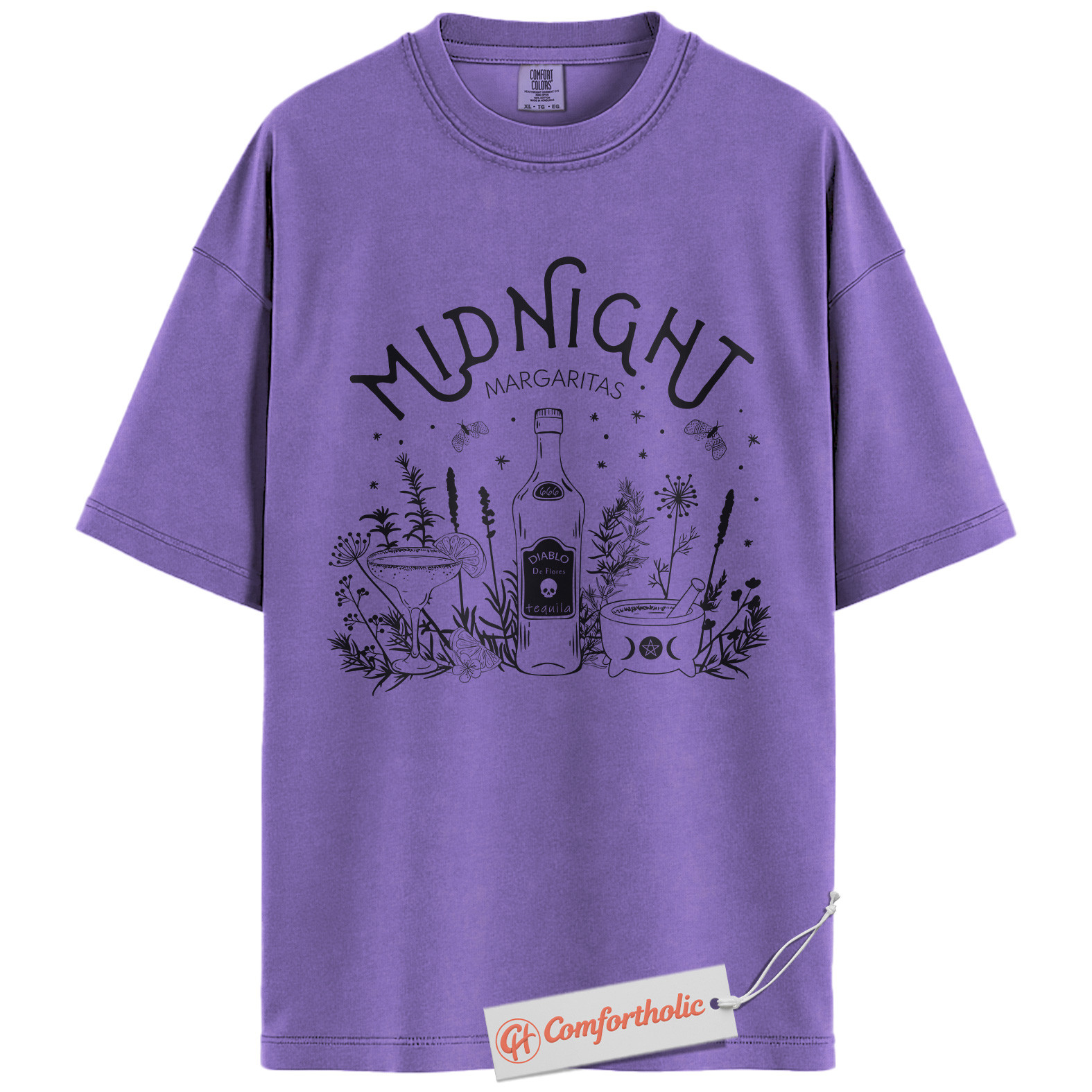 Midnight Margaritas Shirt, Halloween Cocktail Graphic Tee, Spooky Season T-Shirt, Halloween Comfort Colors Shirt - Image 20
