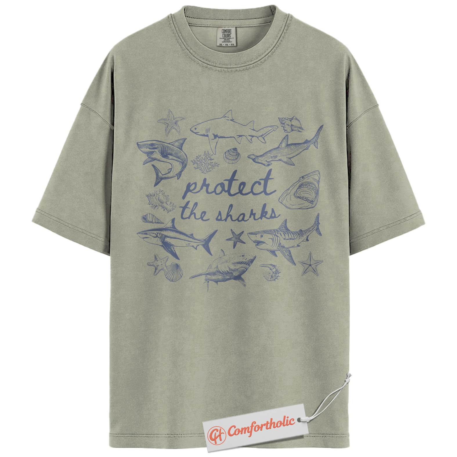 Protect the Sharks Shirt, Save Ocean Wildlife T-Shirt, Marine Conservation Graphic Tee, Eco-Friendly Gift for Ocean Lovers, Shark Awareness Comfort Colors Shirt - Image 6