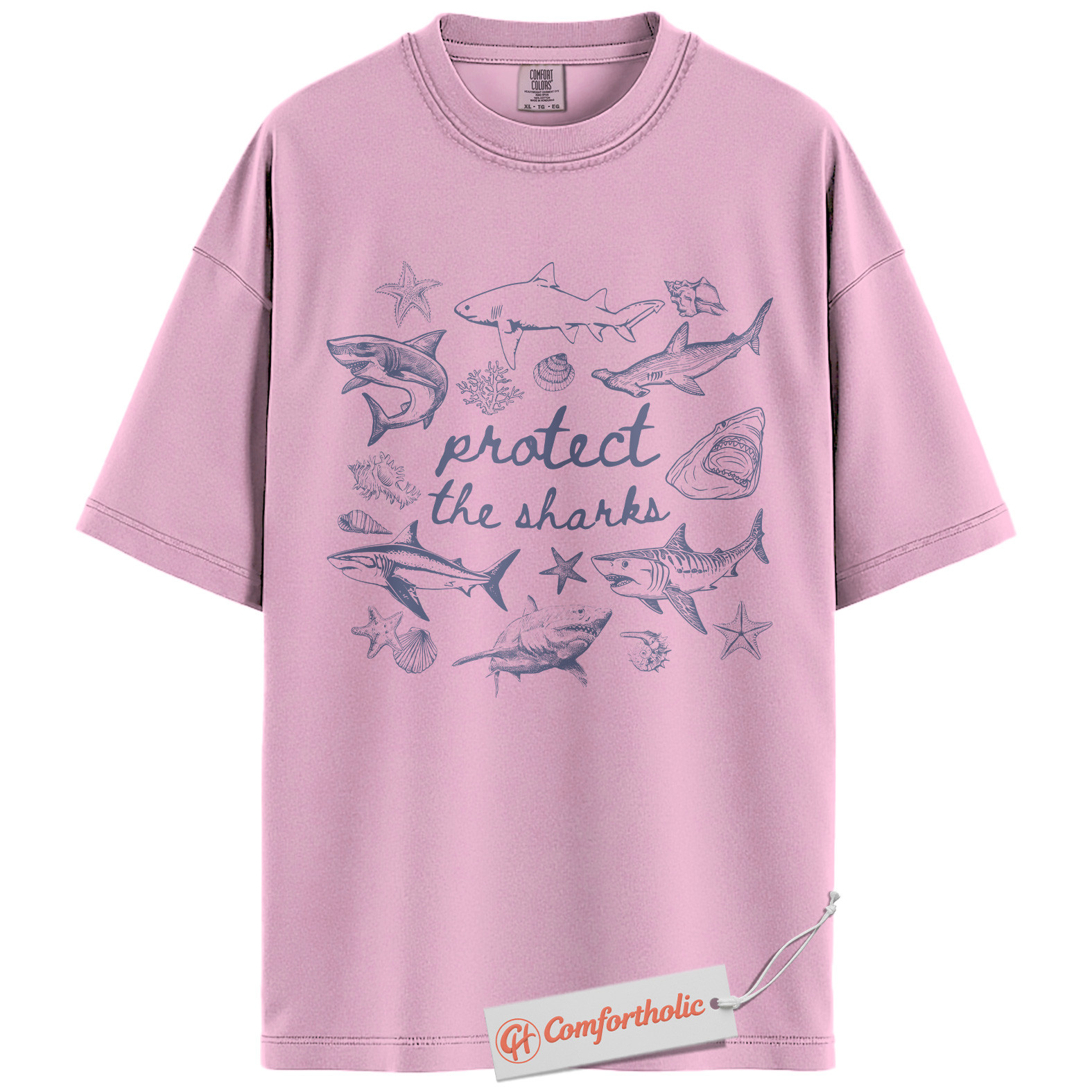 Protect the Sharks Shirt, Save Ocean Wildlife T-Shirt, Marine Conservation Graphic Tee, Eco-Friendly Gift for Ocean Lovers, Shark Awareness Comfort Colors Shirt - Image 8