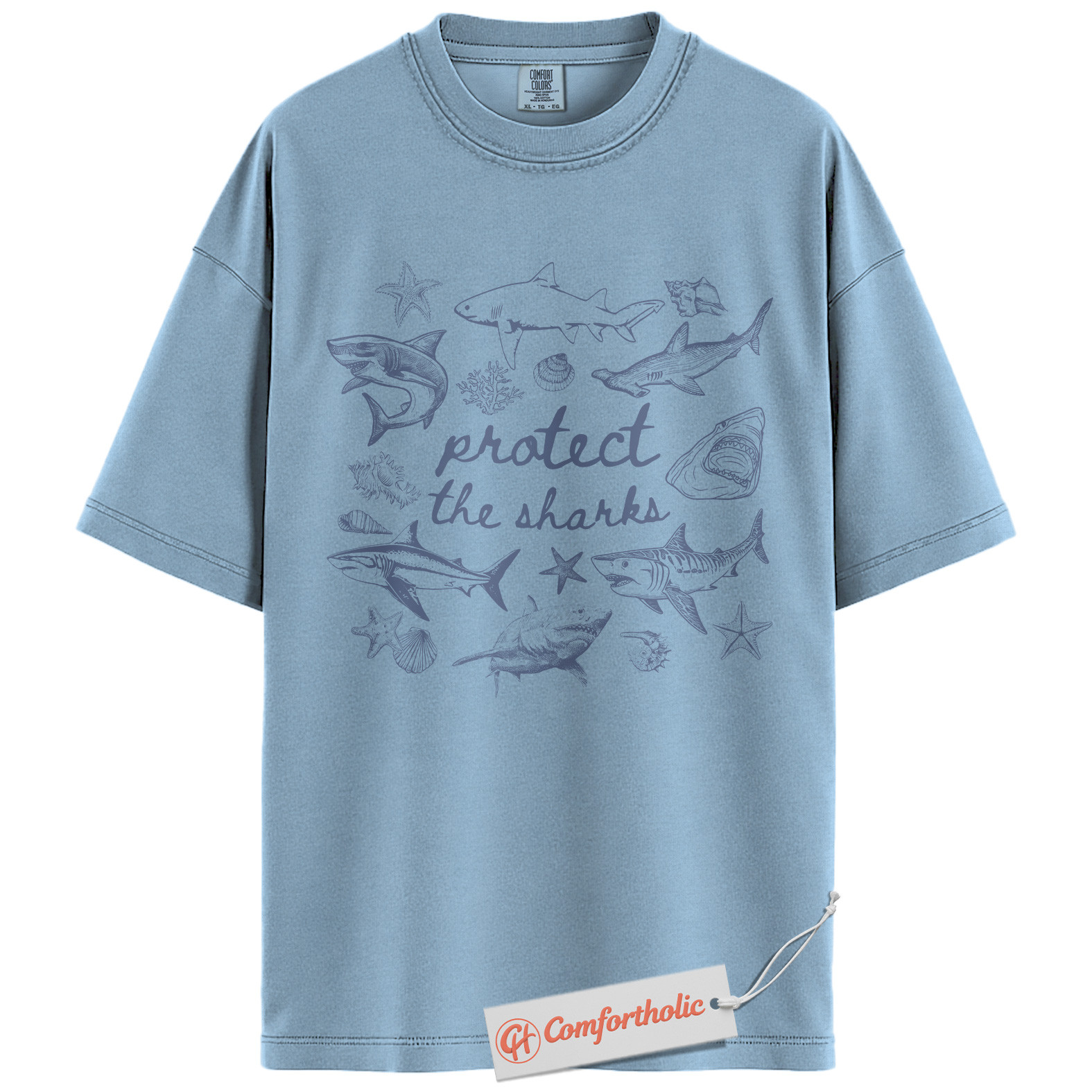 Protect the Sharks Shirt, Save Ocean Wildlife T-Shirt, Marine Conservation Graphic Tee, Eco-Friendly Gift for Ocean Lovers, Shark Awareness Comfort Colors Shirt - Image 14