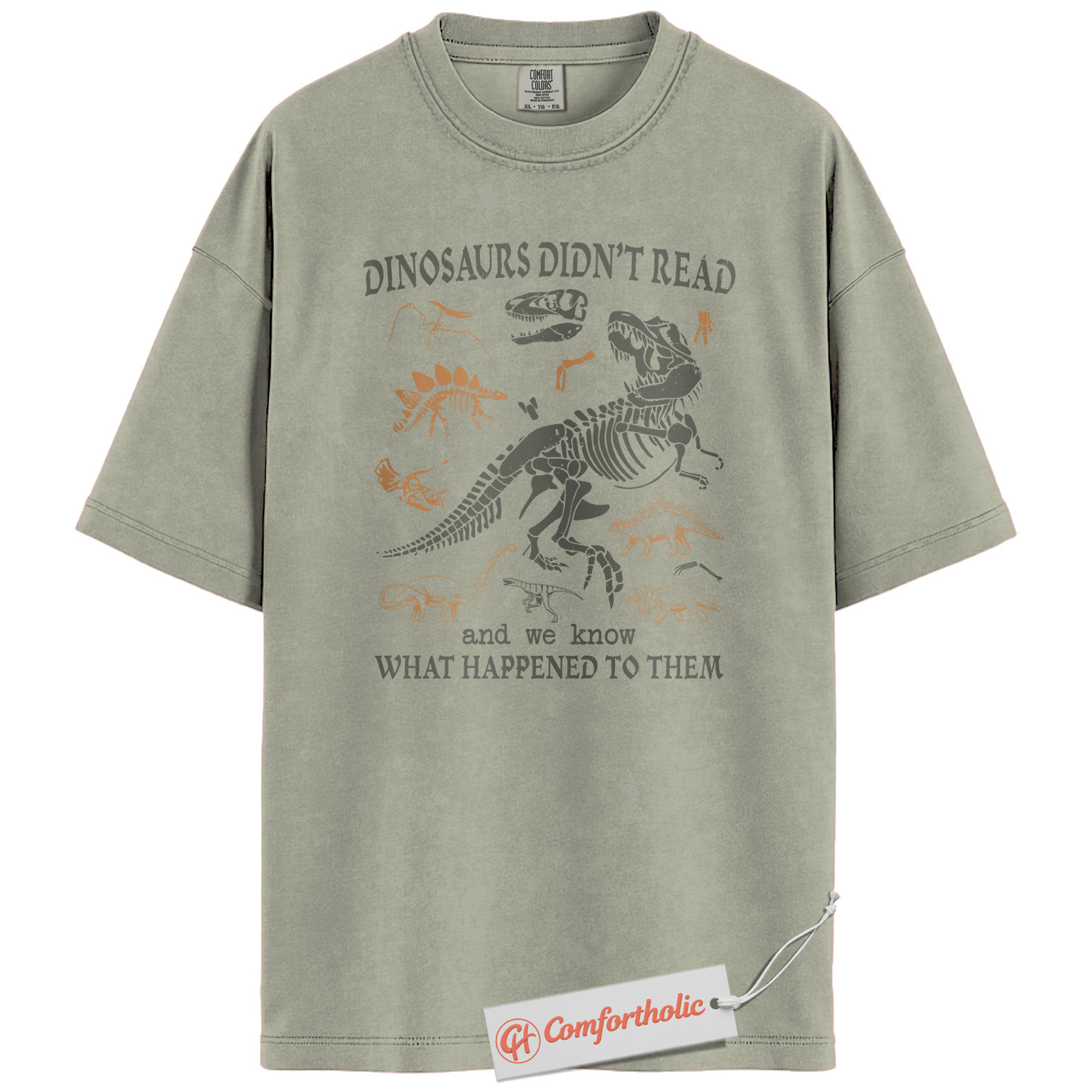 Dinosaurs Didn't Read Shirt, Funny Reading Teacher T-Shirt, Prehistoric Fossil Graphic Tee, Back to School Gift for Book Lovers, Literacy Comfort Colors Shirt - Image 6