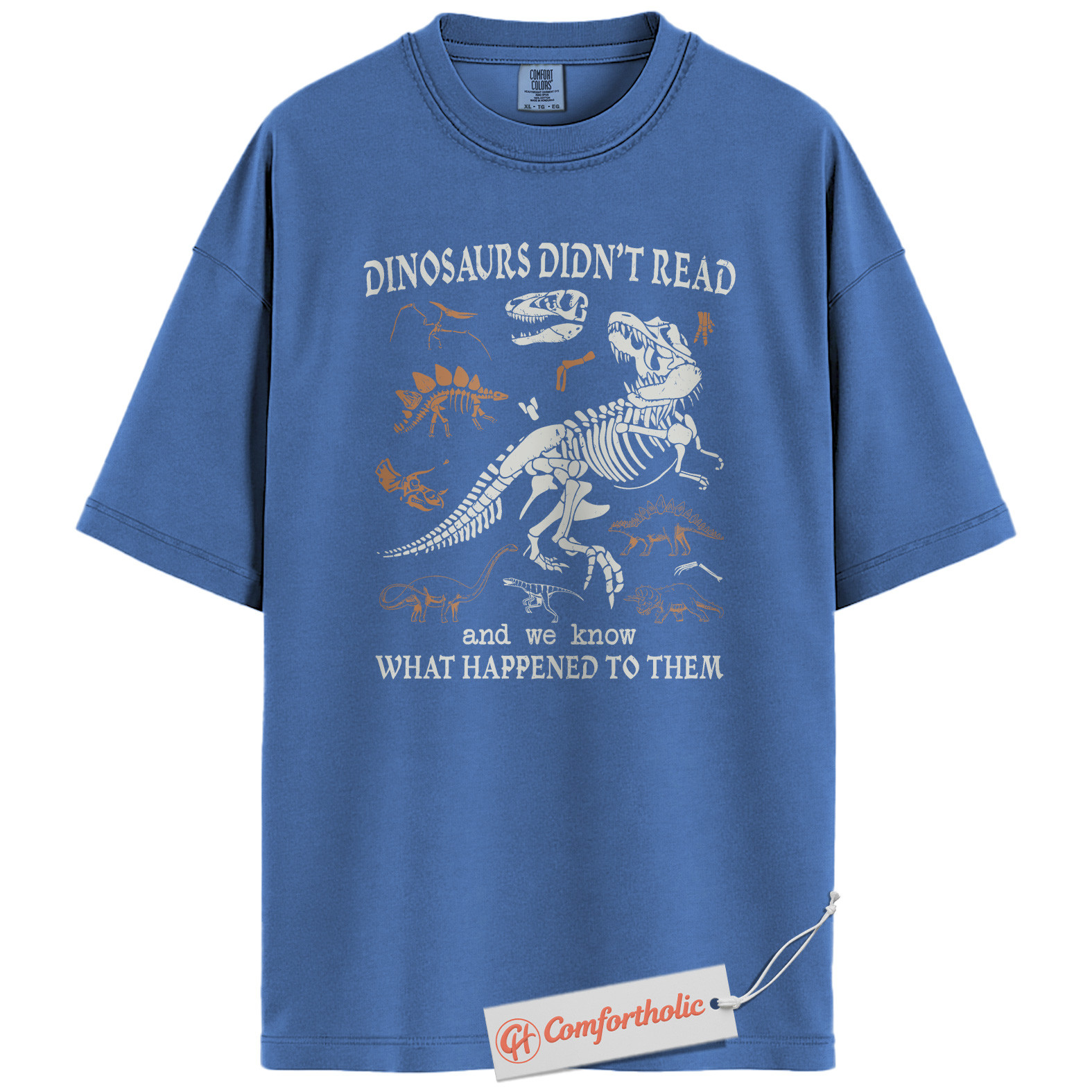 Dinosaurs Didn't Read Shirt, Funny Reading Teacher T-Shirt, Prehistoric Fossil Graphic Tee, Back to School Gift for Book Lovers, Literacy Comfort Colors Shirt - Image 12