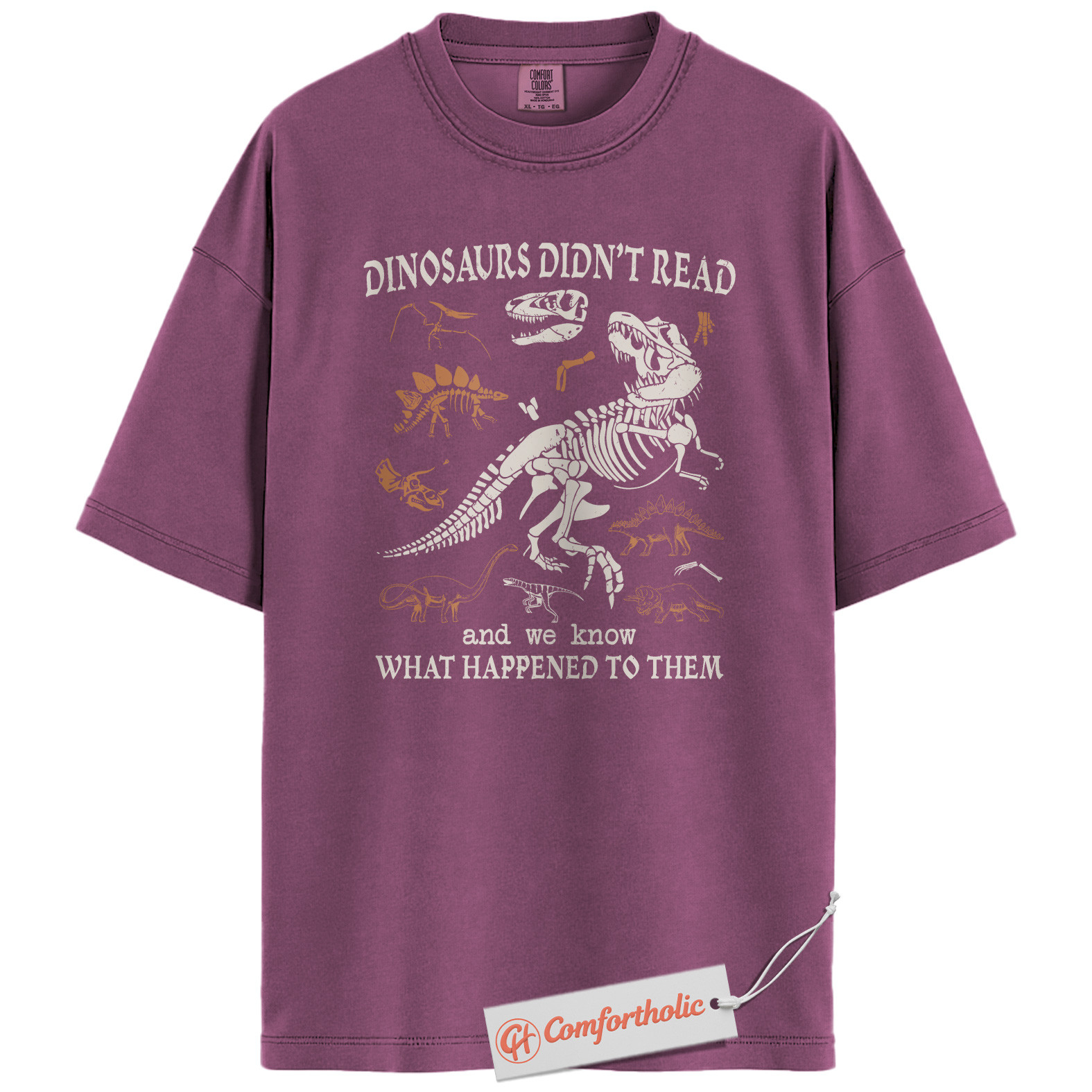 Dinosaurs Didn't Read Shirt, Funny Reading Teacher T-Shirt, Prehistoric Fossil Graphic Tee, Back to School Gift for Book Lovers, Literacy Comfort Colors Shirt - Image 15