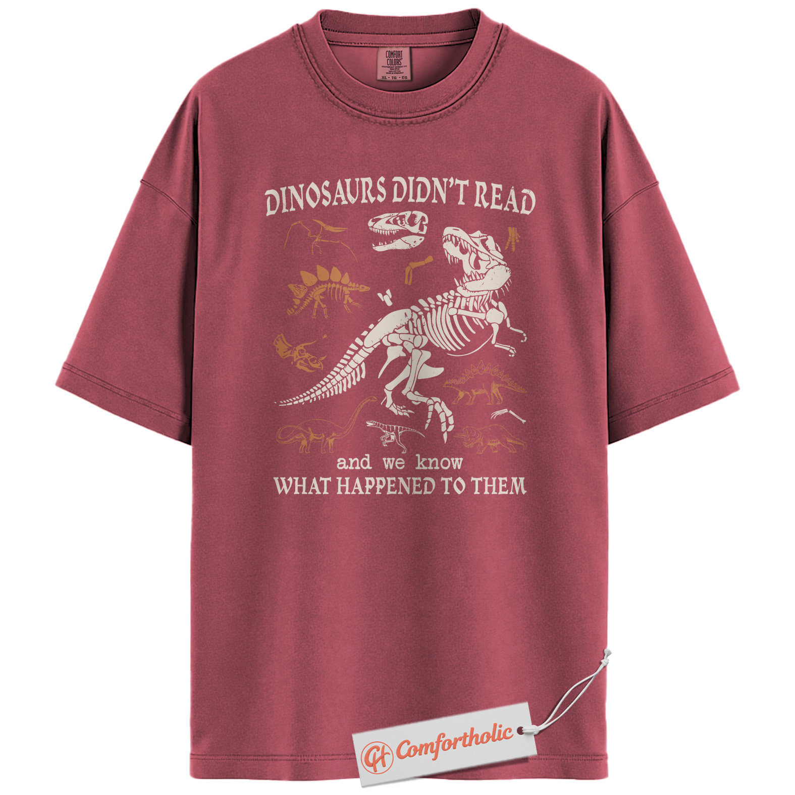 Dinosaurs Didn't Read Shirt, Funny Reading Teacher T-Shirt, Prehistoric Fossil Graphic Tee, Back to School Gift for Book Lovers, Literacy Comfort Colors Shirt - Image 18