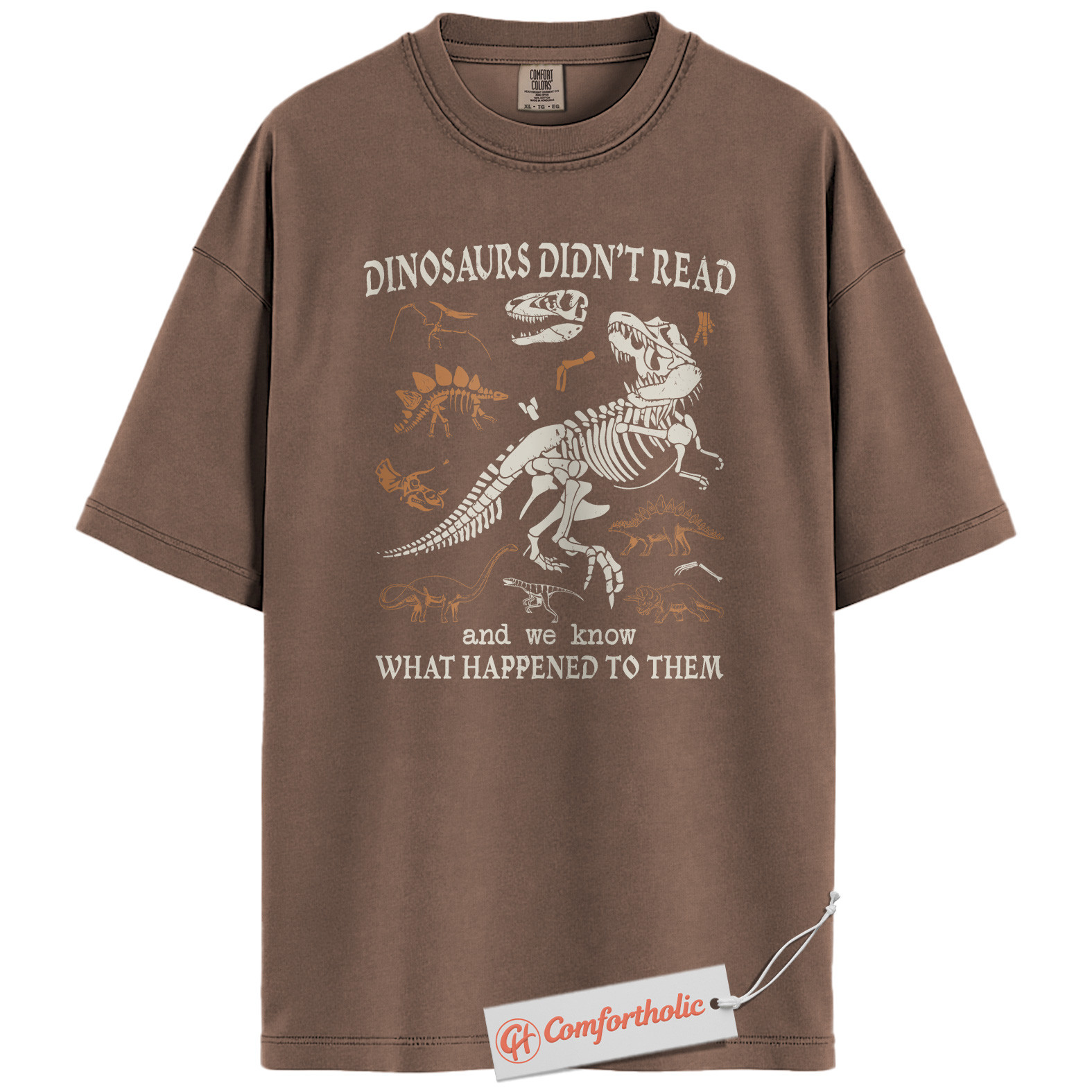 Dinosaurs Didn't Read Shirt, Funny Reading Teacher T-Shirt, Prehistoric Fossil Graphic Tee, Back to School Gift for Book Lovers, Literacy Comfort Colors Shirt - Image 19