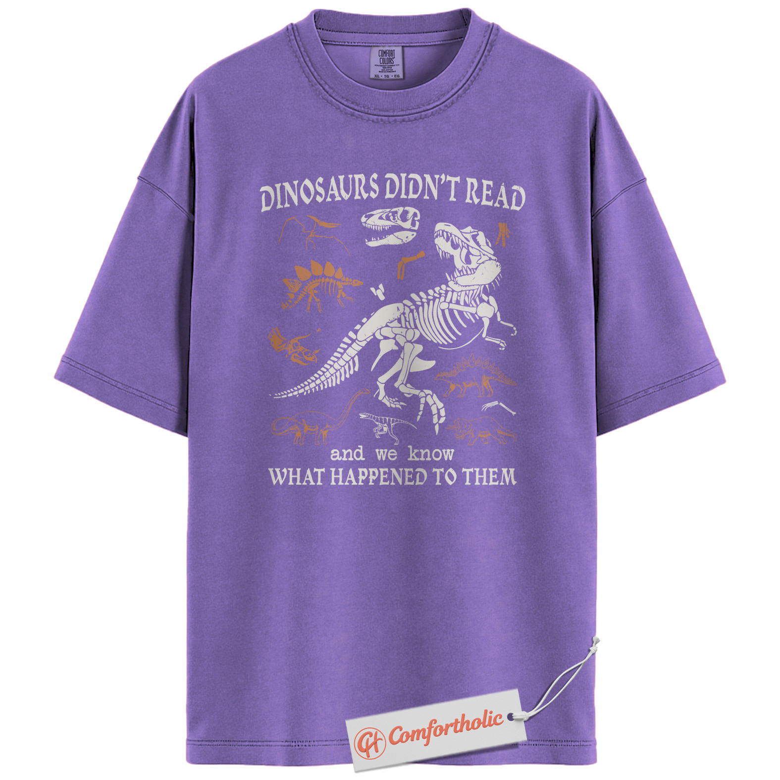 Dinosaurs Didn't Read Shirt, Funny Reading Teacher T-Shirt, Prehistoric Fossil Graphic Tee, Back to School Gift for Book Lovers, Literacy Comfort Colors Shirt - Image 20