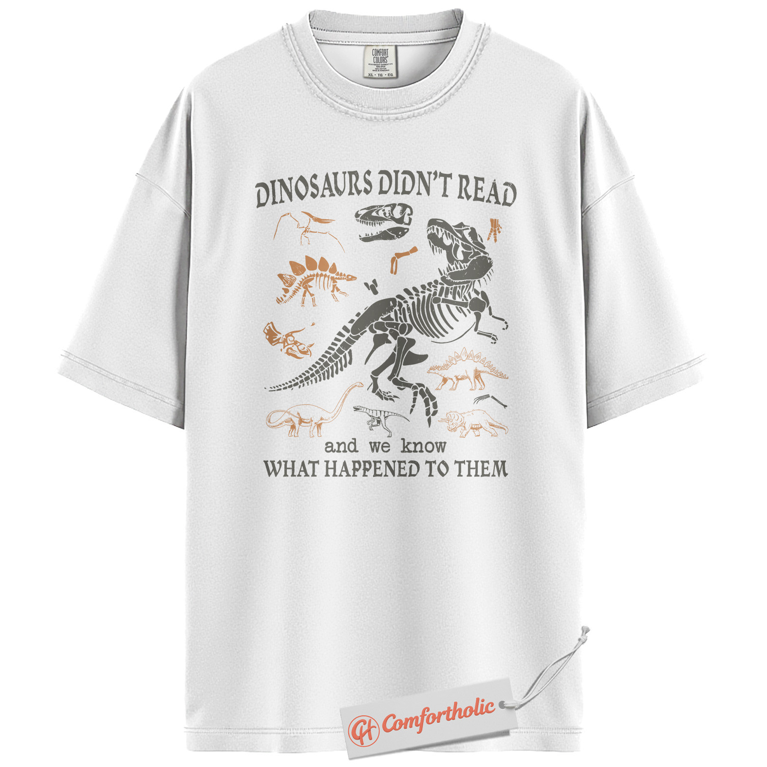Dinosaurs Didn't Read Shirt, Funny Reading Teacher T-Shirt, Prehistoric Fossil Graphic Tee, Back to School Gift for Book Lovers, Literacy Comfort Colors Shirt - Image 2