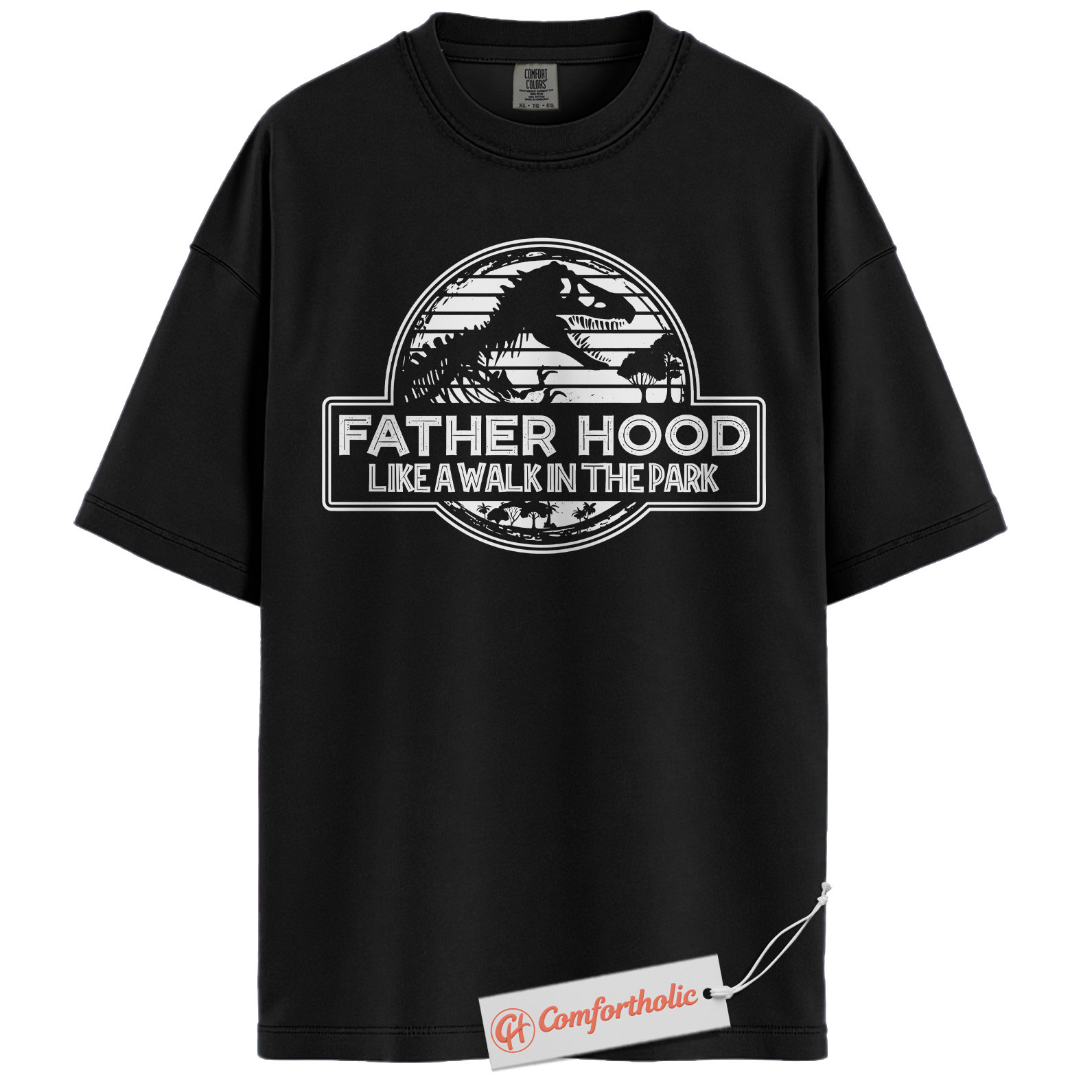 Fatherhood Shirt, Funny Dinosaur Dad T-Shirt, Like a Walk in the Park Graphic Tee, Jurassic Parody Gift for Fathers, Cool Dad Comfort Colors Shirt