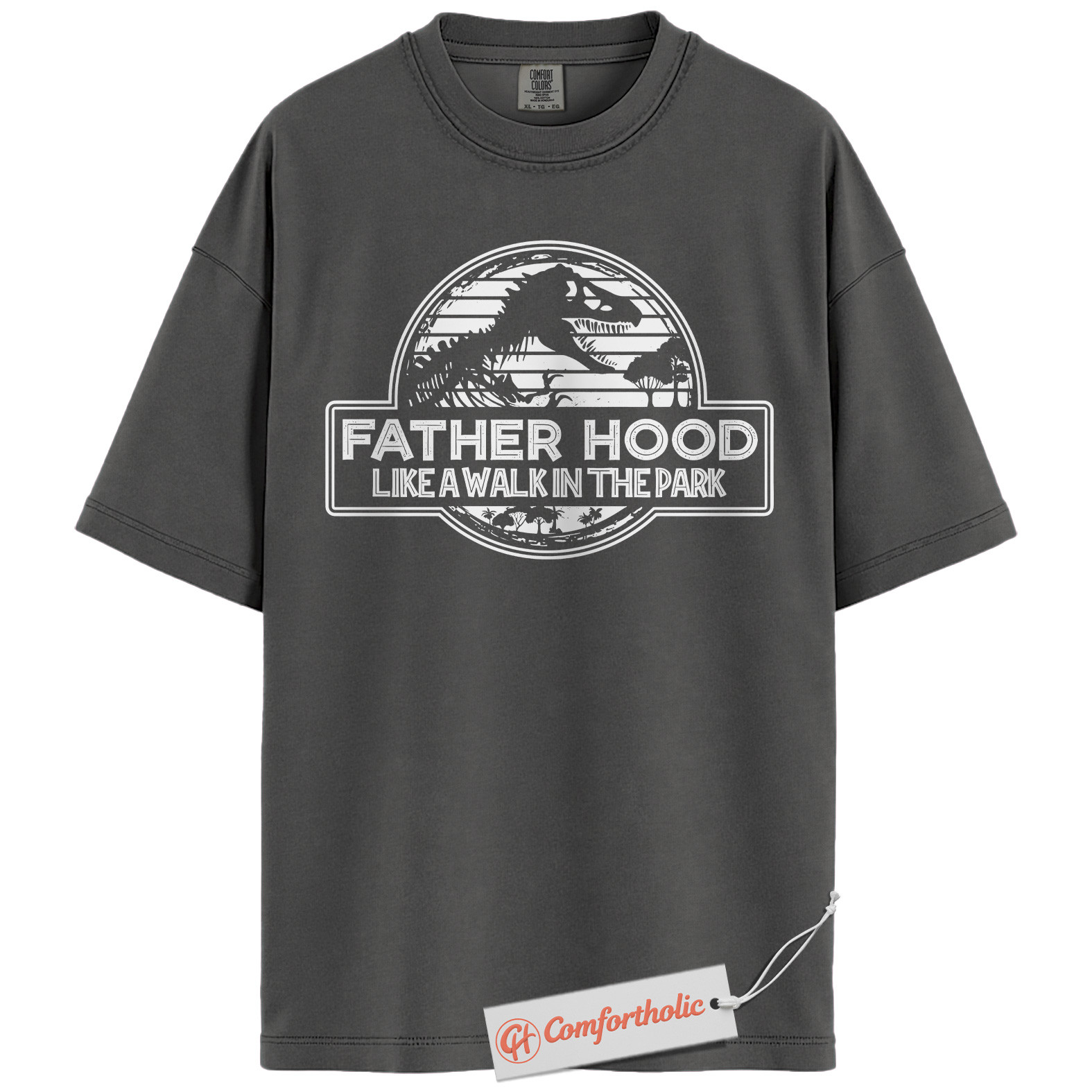 Fatherhood Shirt, Funny Dinosaur Dad T-Shirt, Like a Walk in the Park Graphic Tee, Jurassic Parody Gift for Fathers, Cool Dad Comfort Colors Shirt - Image 2