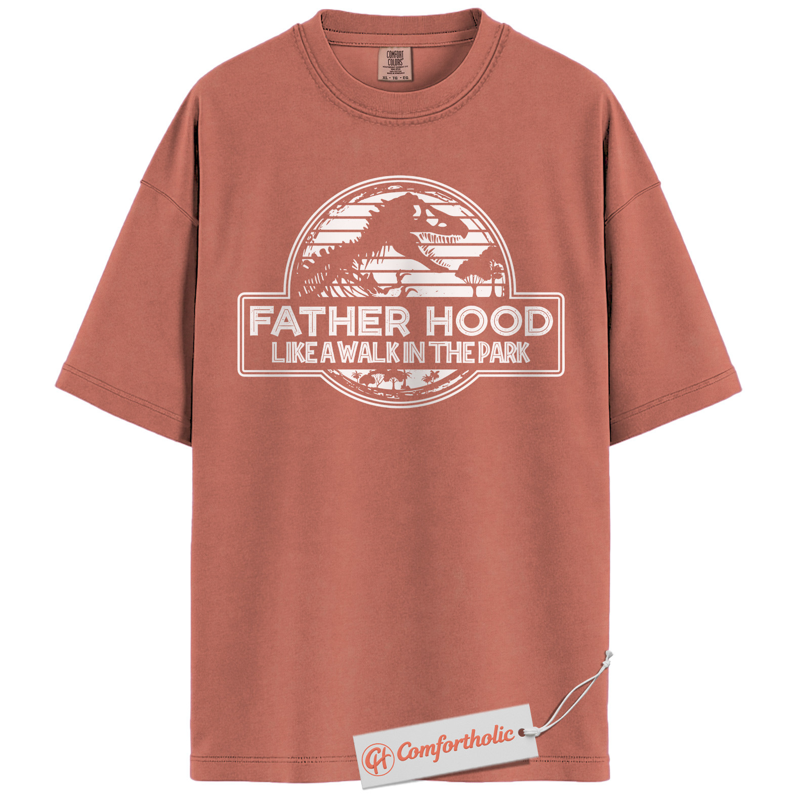 Fatherhood Shirt, Funny Dinosaur Dad T-Shirt, Like a Walk in the Park Graphic Tee, Jurassic Parody Gift for Fathers, Cool Dad Comfort Colors Shirt - Image 4