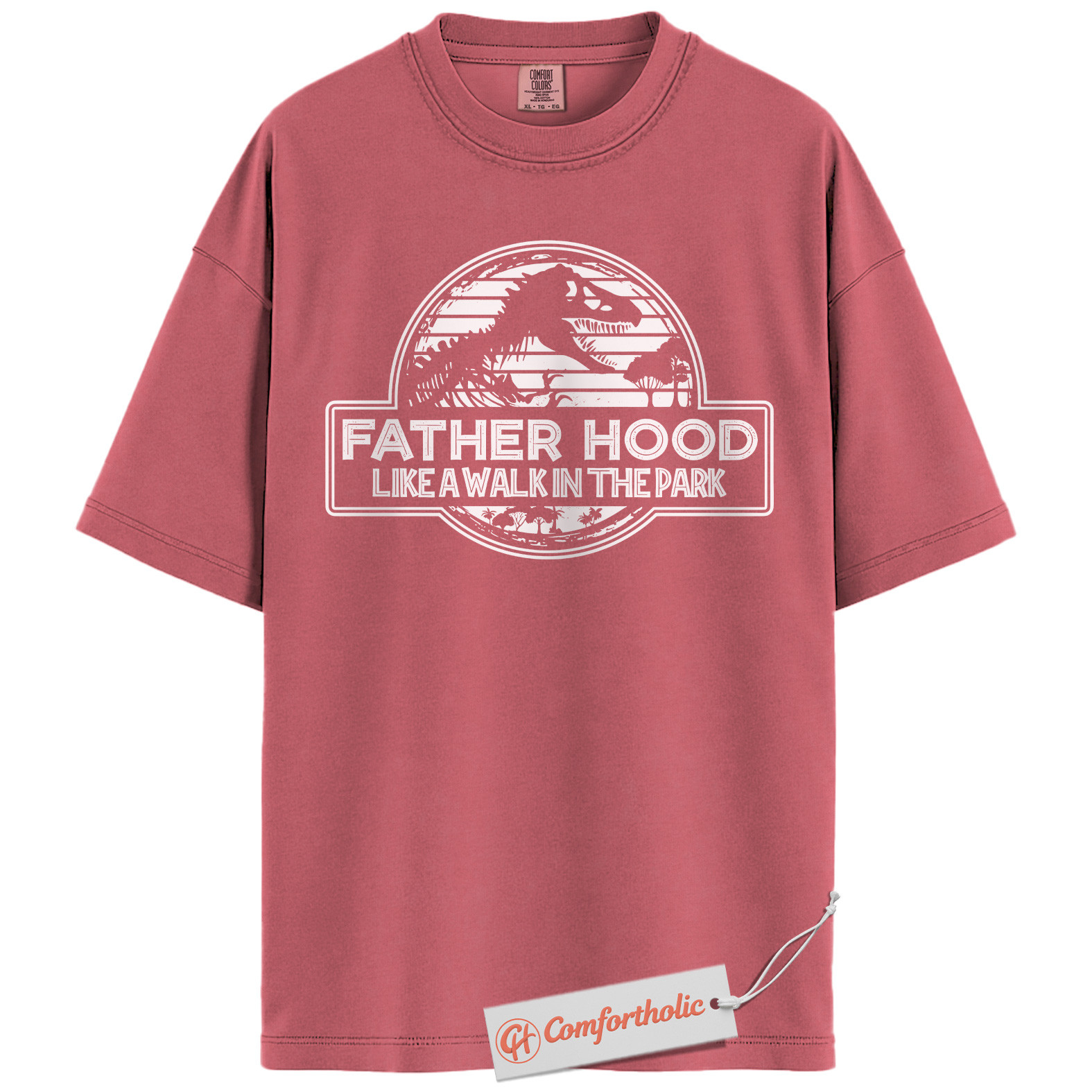 Fatherhood Shirt, Funny Dinosaur Dad T-Shirt, Like a Walk in the Park Graphic Tee, Jurassic Parody Gift for Fathers, Cool Dad Comfort Colors Shirt - Image 5