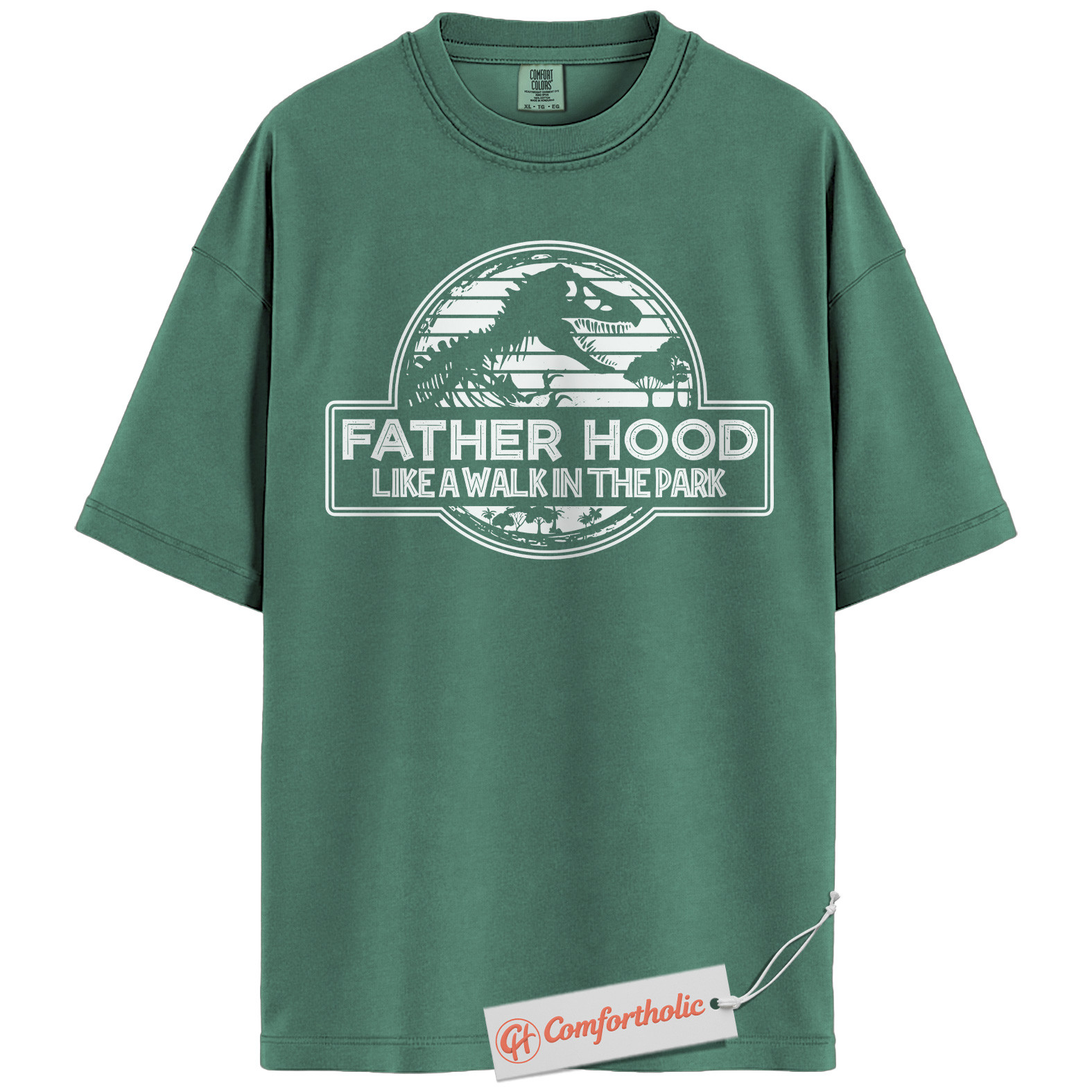 Fatherhood Shirt, Funny Dinosaur Dad T-Shirt, Like a Walk in the Park Graphic Tee, Jurassic Parody Gift for Fathers, Cool Dad Comfort Colors Shirt - Image 6