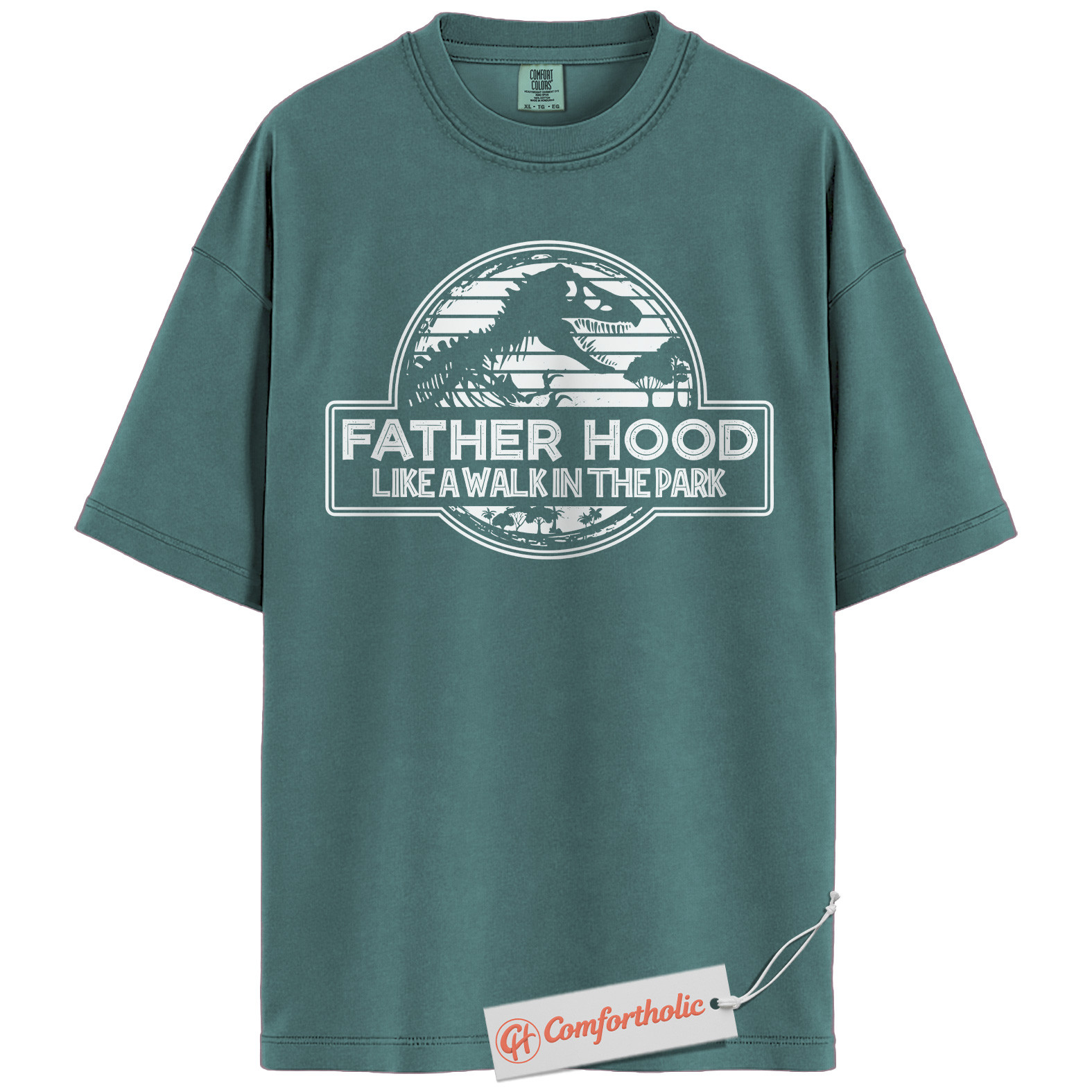 Fatherhood Shirt, Funny Dinosaur Dad T-Shirt, Like a Walk in the Park Graphic Tee, Jurassic Parody Gift for Fathers, Cool Dad Comfort Colors Shirt - Image 7