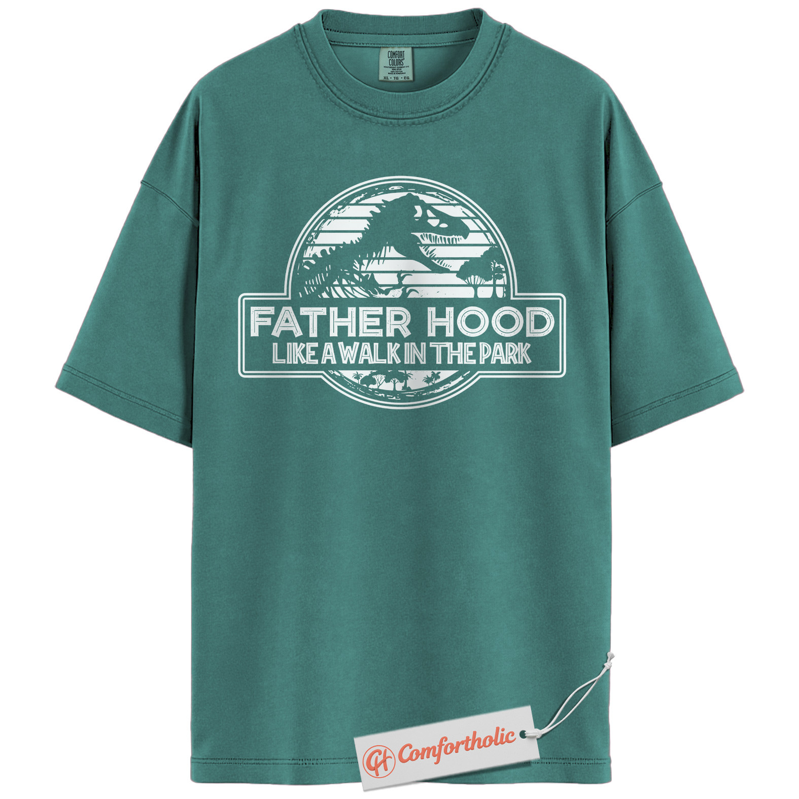 Fatherhood Shirt, Funny Dinosaur Dad T-Shirt, Like a Walk in the Park Graphic Tee, Jurassic Parody Gift for Fathers, Cool Dad Comfort Colors Shirt - Image 9