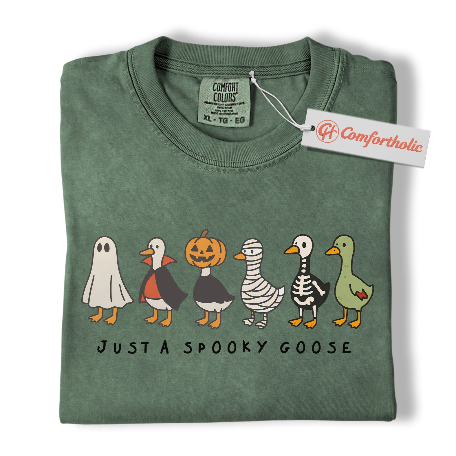 Just a Spooky Goose Shirt, Funny Goose T-Shirt, Cute Farm Animal Costume Tee, Fall Gift for Goose Lovers, Halloween Comfort Colors Shirt - Image 6