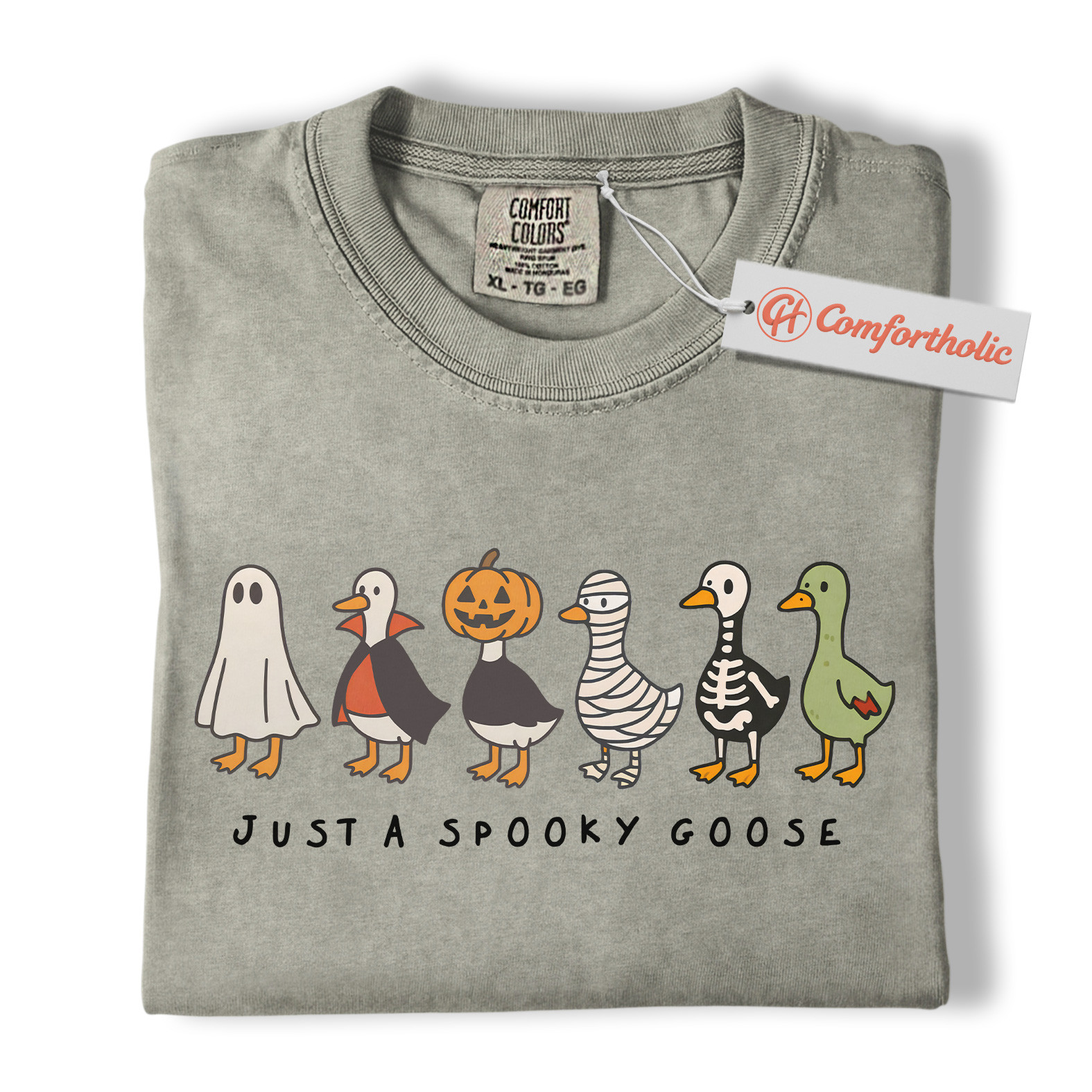 Just a Spooky Goose Shirt, Funny Goose T-Shirt, Cute Farm Animal Costume Tee, Fall Gift for Goose Lovers, Halloween Comfort Colors Shirt - Image 7