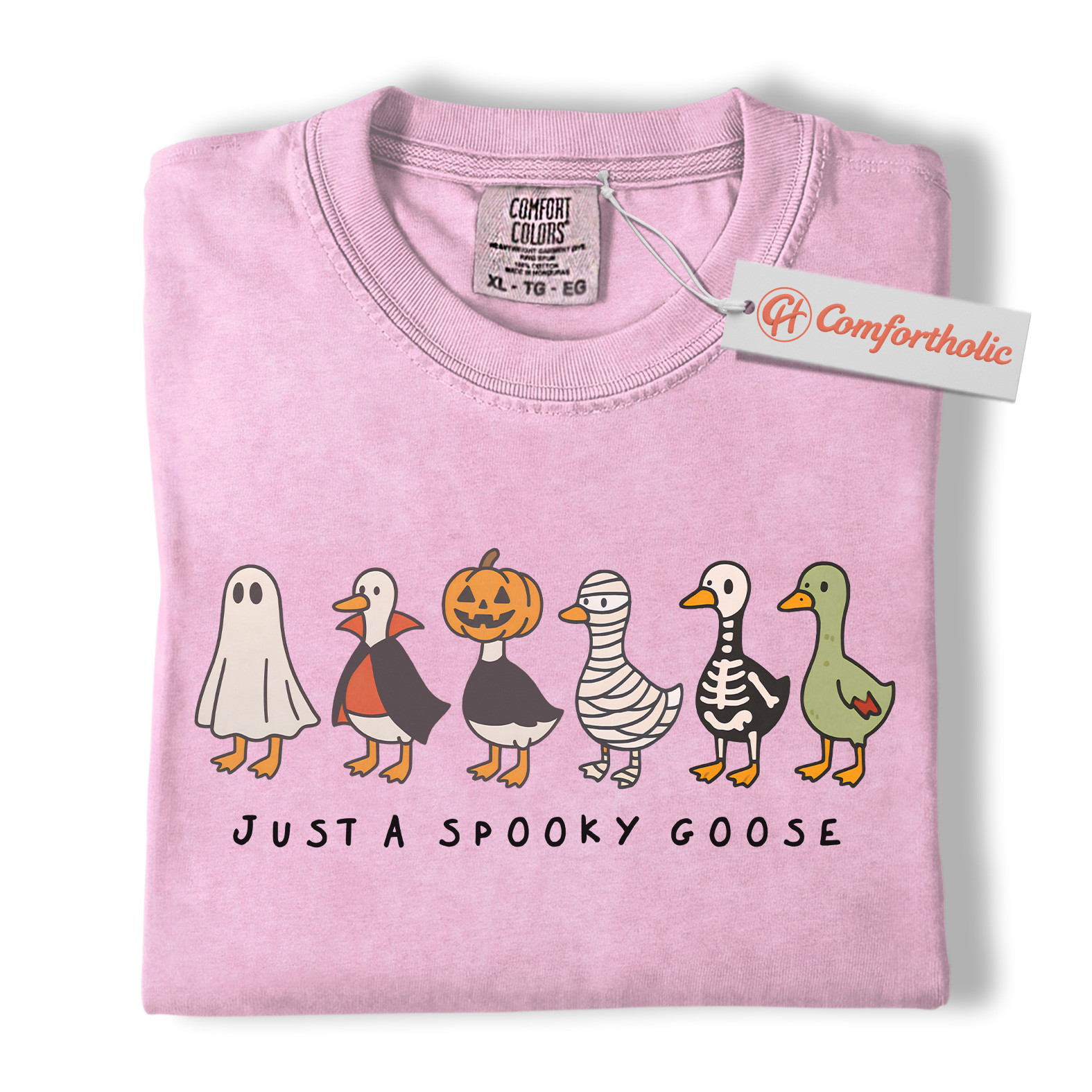 Just a Spooky Goose Shirt, Funny Goose T-Shirt, Cute Farm Animal Costume Tee, Fall Gift for Goose Lovers, Halloween Comfort Colors Shirt - Image 8