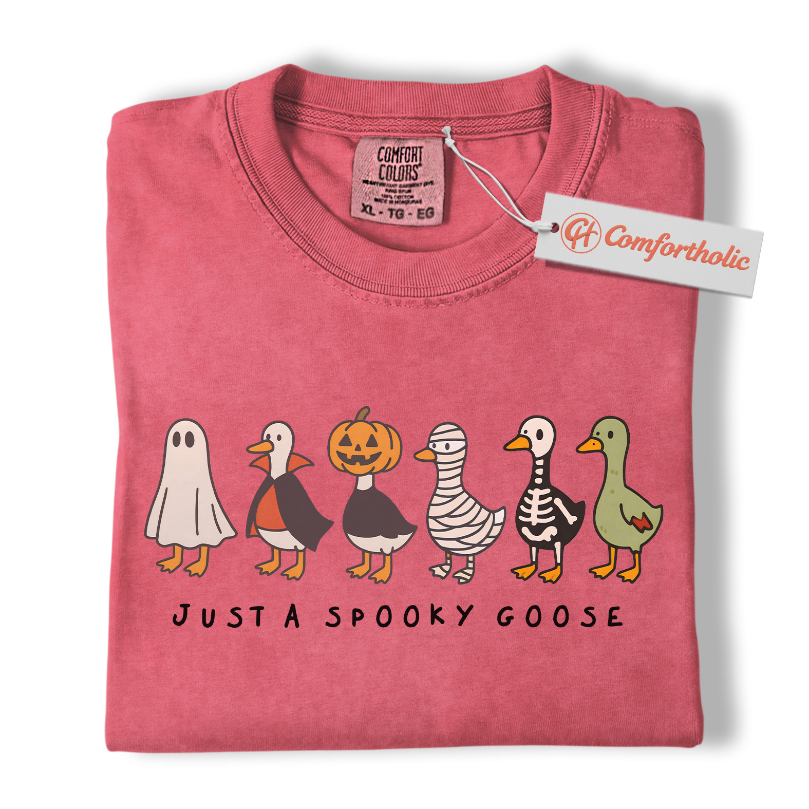Just a Spooky Goose Shirt, Funny Goose T-Shirt, Cute Farm Animal Costume Tee, Fall Gift for Goose Lovers, Halloween Comfort Colors Shirt - Image 9