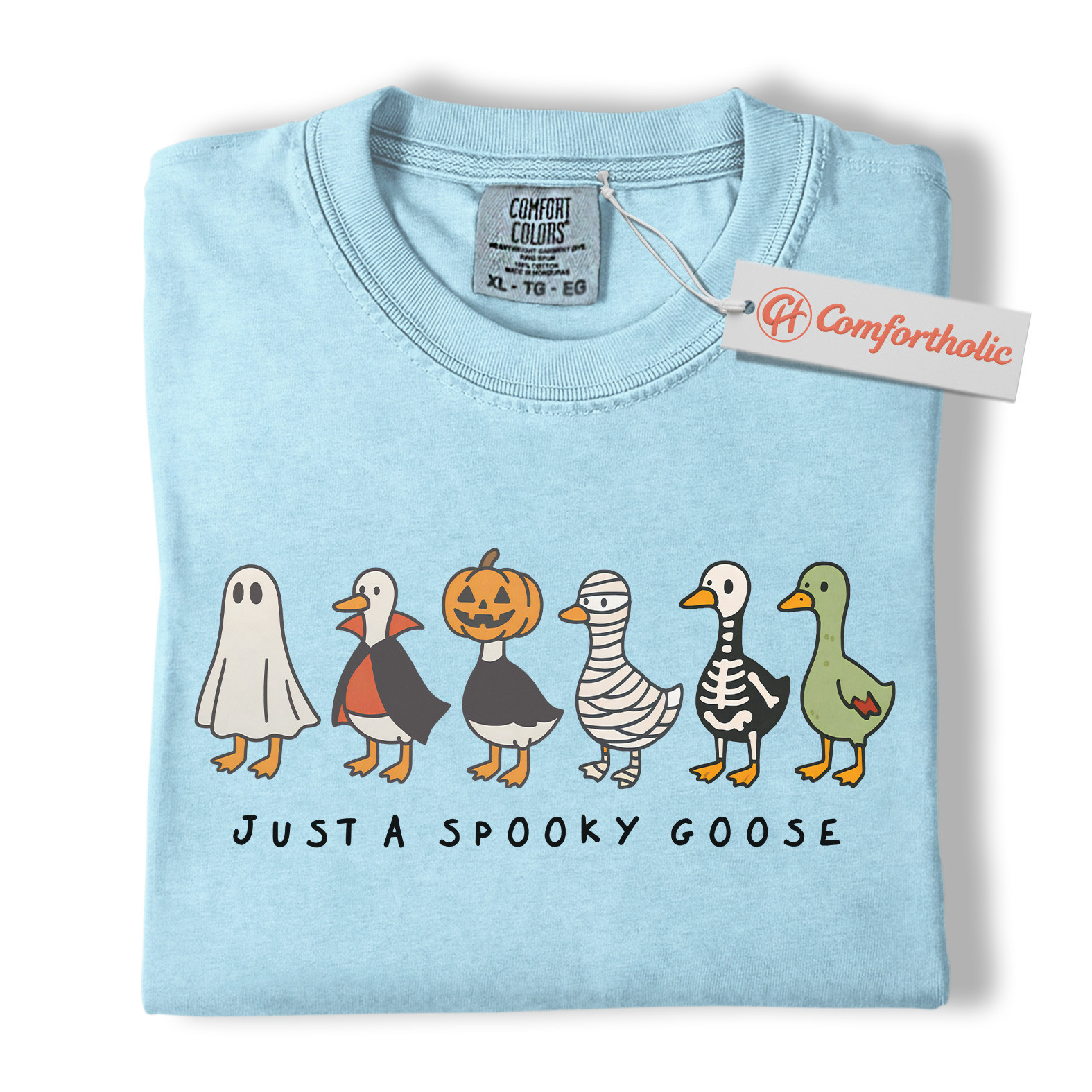 Just a Spooky Goose Shirt, Funny Goose T-Shirt, Cute Farm Animal Costume Tee, Fall Gift for Goose Lovers, Halloween Comfort Colors Shirt - Image 14