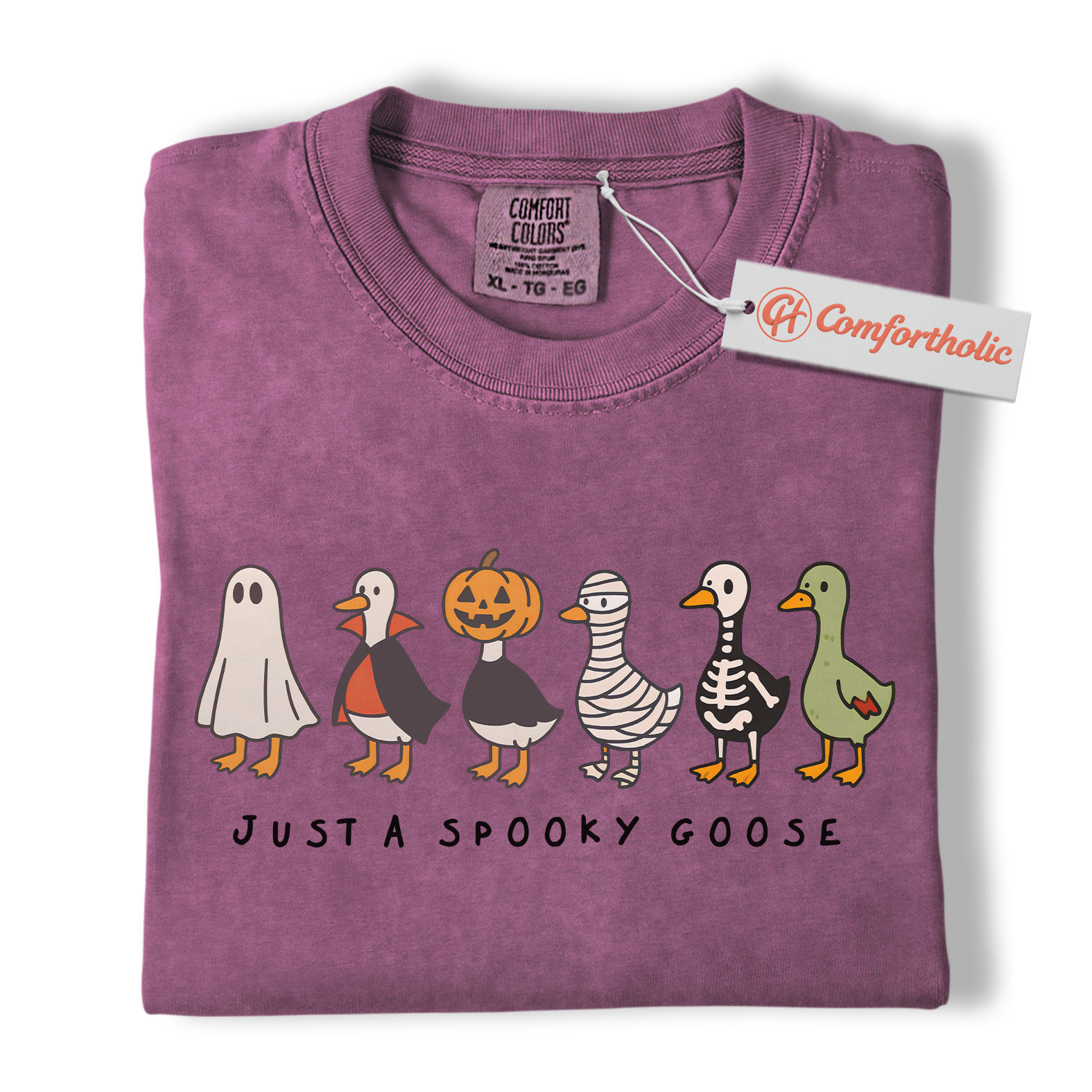 Just a Spooky Goose Shirt, Funny Goose T-Shirt, Cute Farm Animal Costume Tee, Fall Gift for Goose Lovers, Halloween Comfort Colors Shirt - Image 15