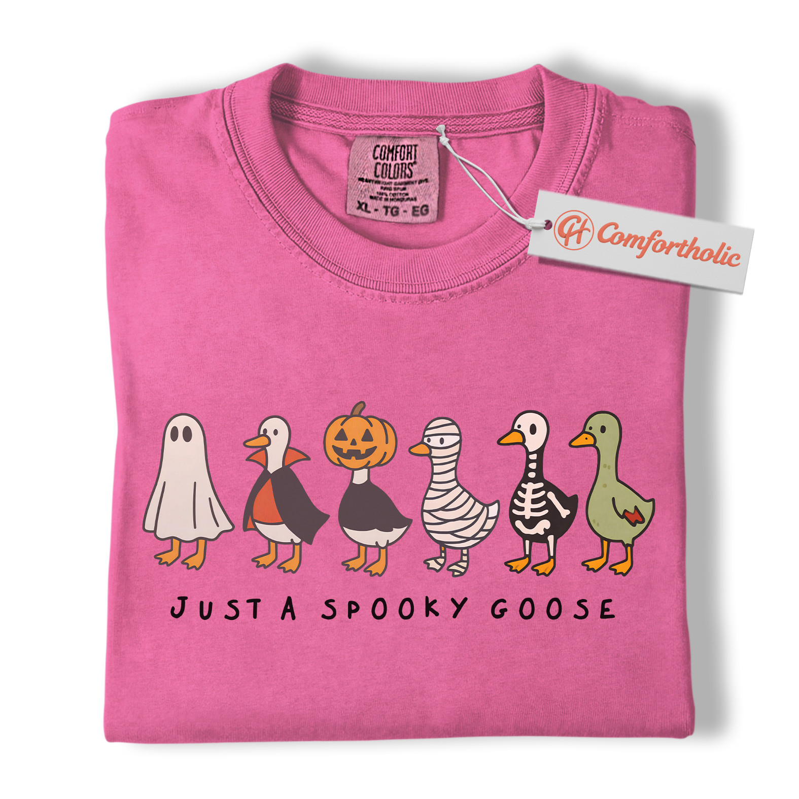 Just a Spooky Goose Shirt, Funny Goose T-Shirt, Cute Farm Animal Costume Tee, Fall Gift for Goose Lovers, Halloween Comfort Colors Shirt - Image 16