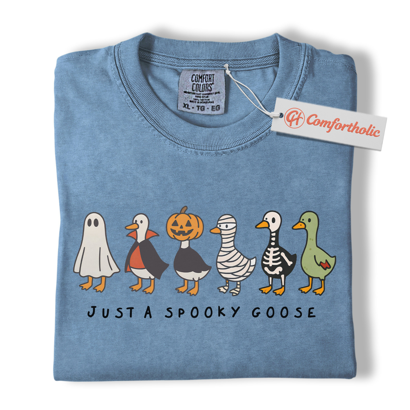 Just a Spooky Goose Shirt, Funny Goose T-Shirt, Cute Farm Animal Costume Tee, Fall Gift for Goose Lovers, Halloween Comfort Colors Shirt - Image 17